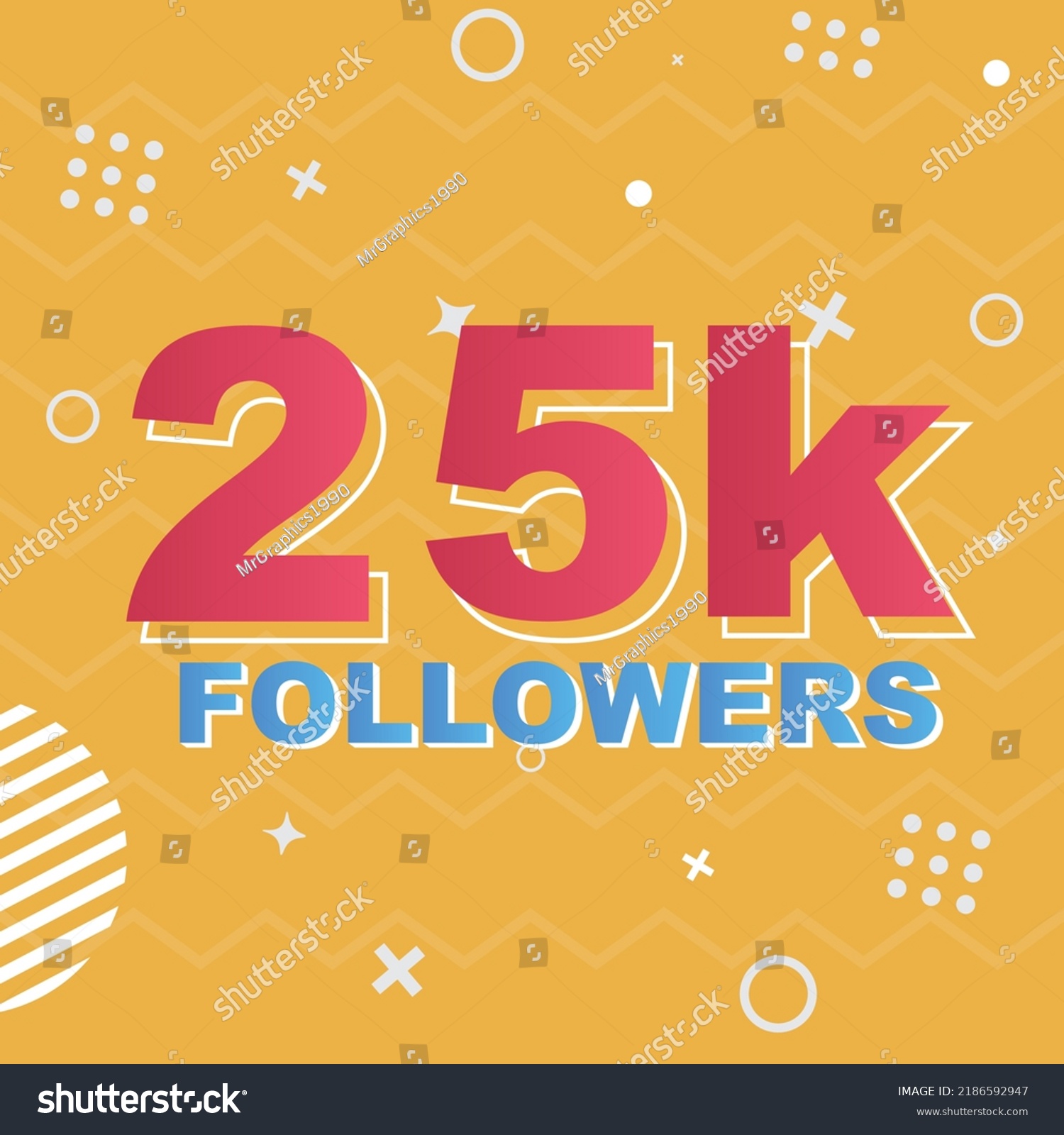 SVG of 25k Followers Card Celebration Vector. 25000 Followers Congratulation Post Social Media Template. Modern colourful design. svg