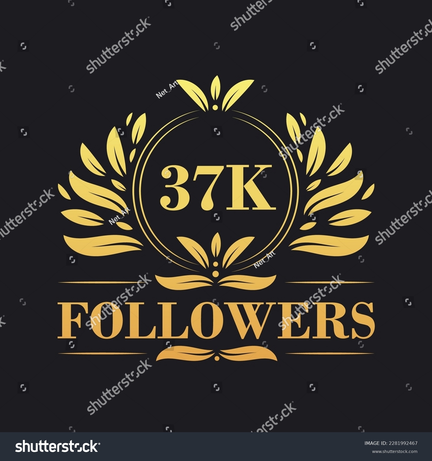 SVG of 37K Followers celebration design. Luxurious 37K Followers logo for social media followers svg