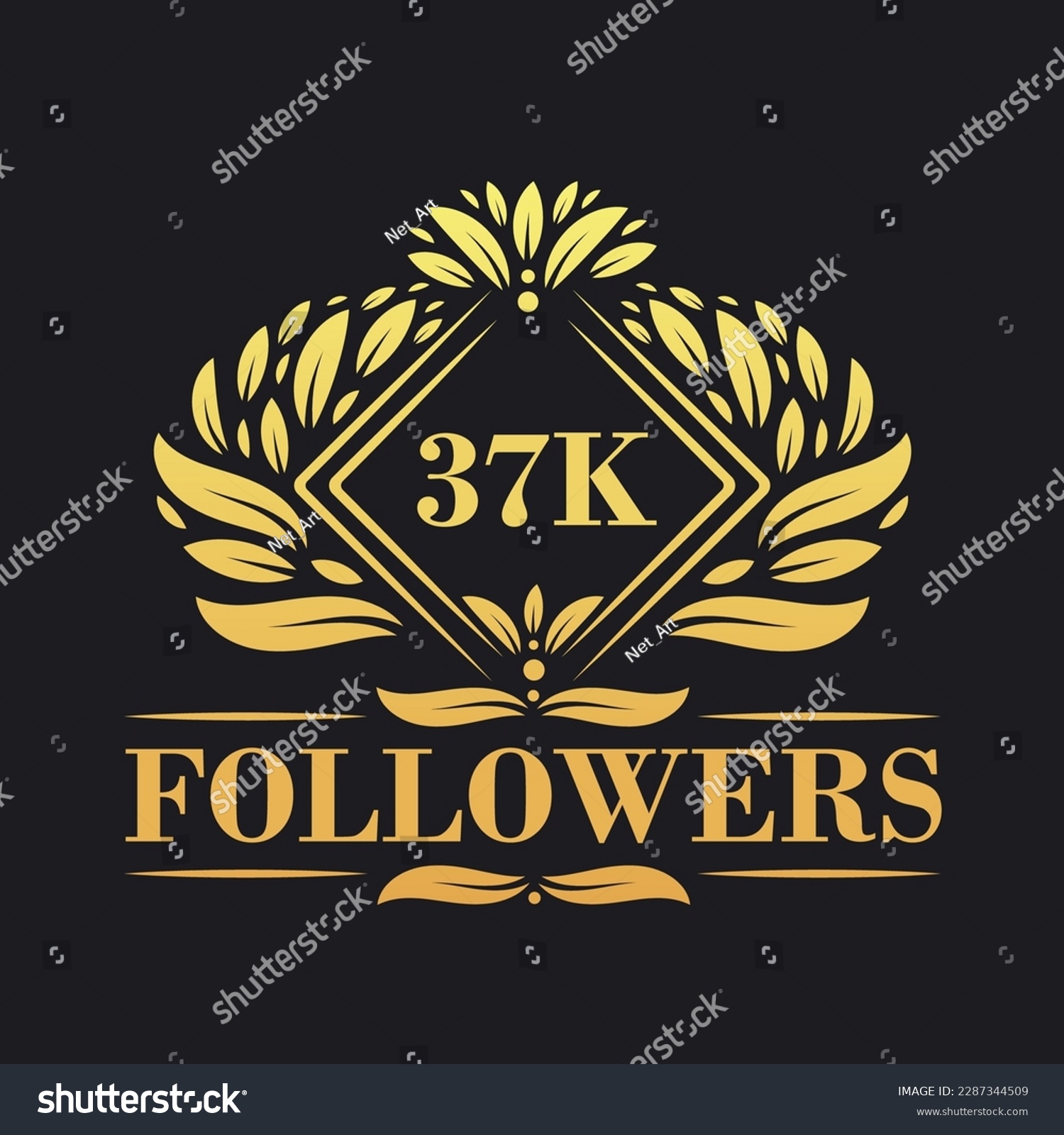 SVG of 37K Followers celebration design. Luxurious 37K Followers logo for social media followers svg
