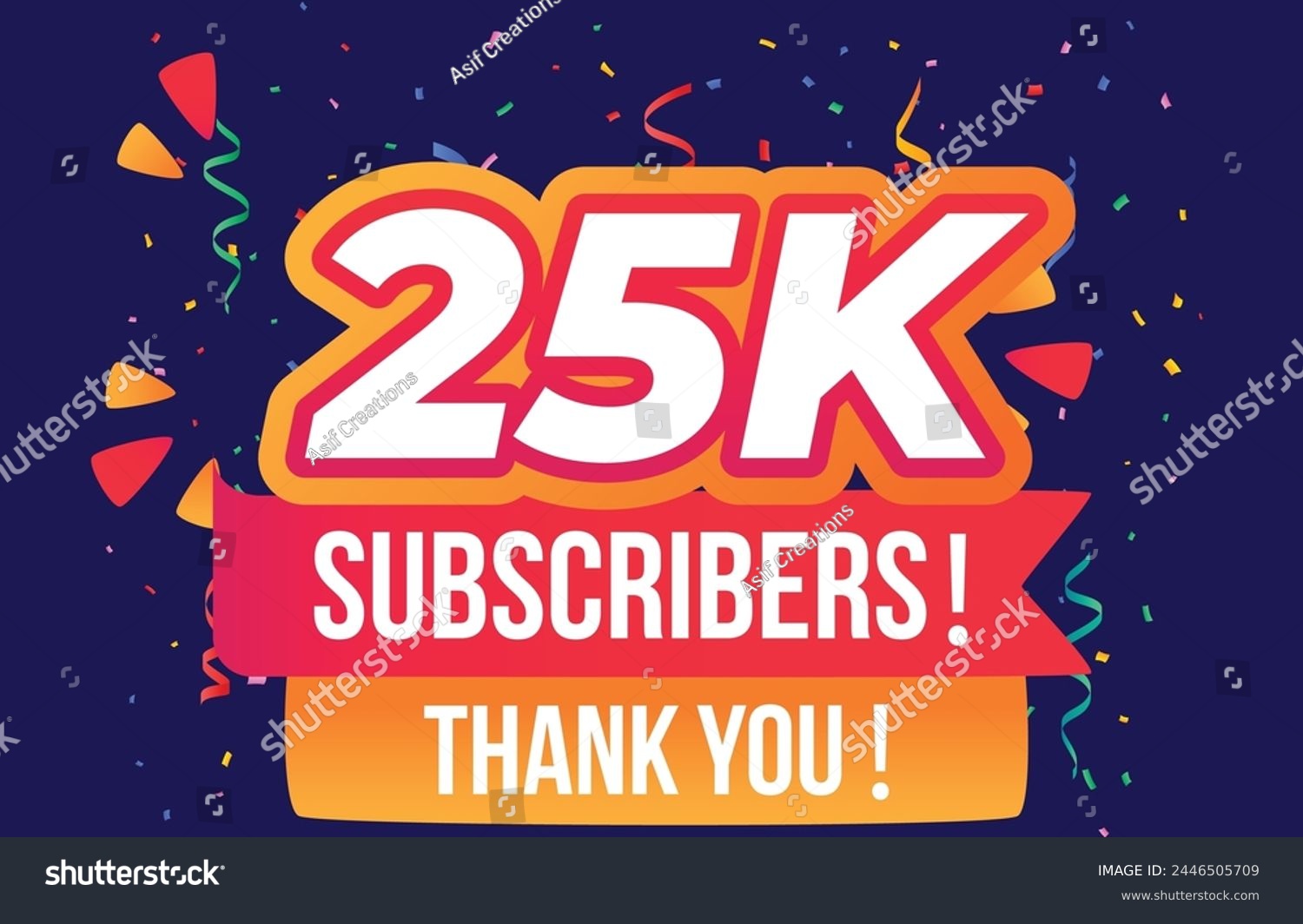 SVG of 25K subscribers, 25000 subscribers thank you. celebration modern colorful design svg