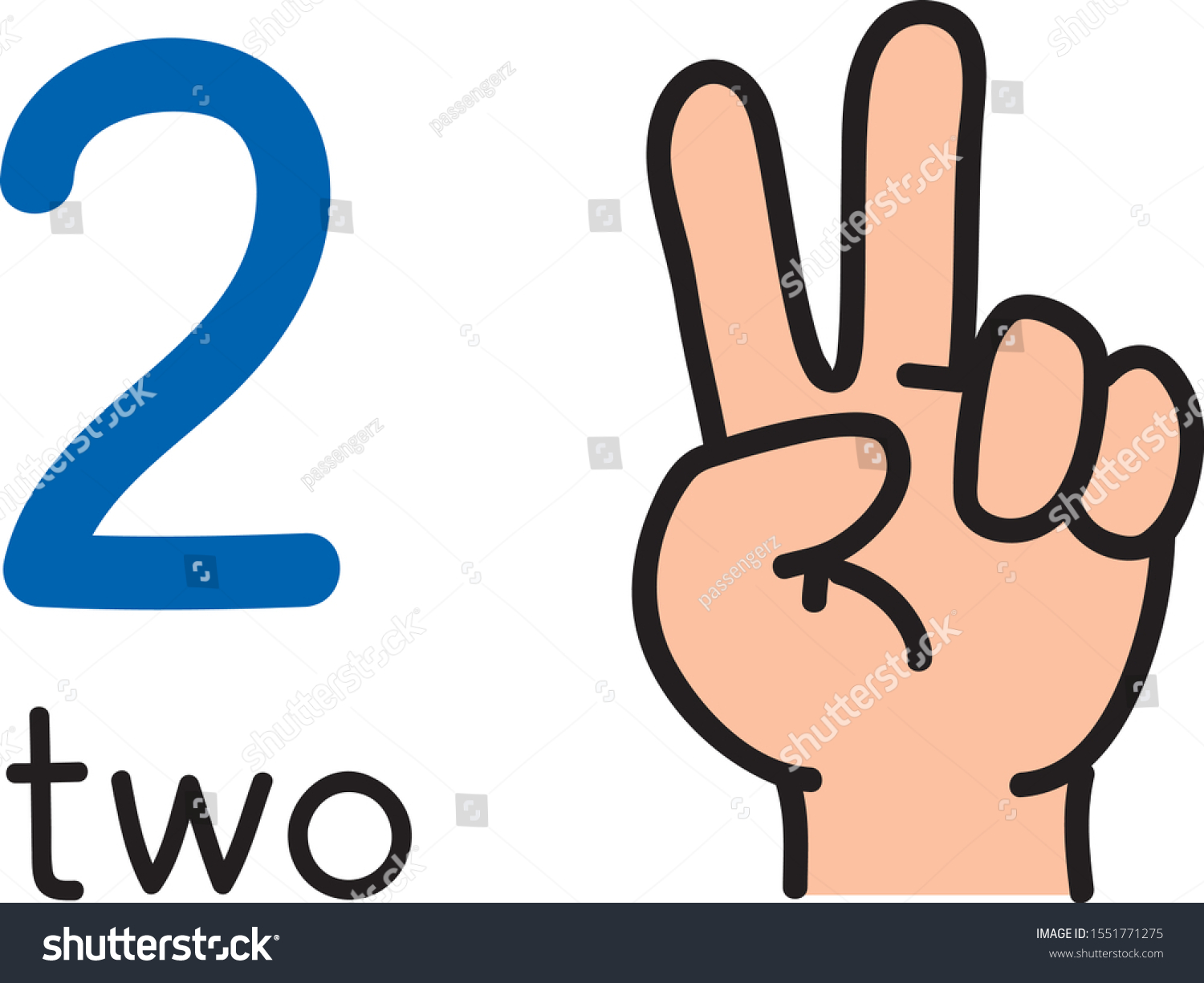 2 Kids Hand Showing Number Two Stock Vector (Royalty Free) 1551771275