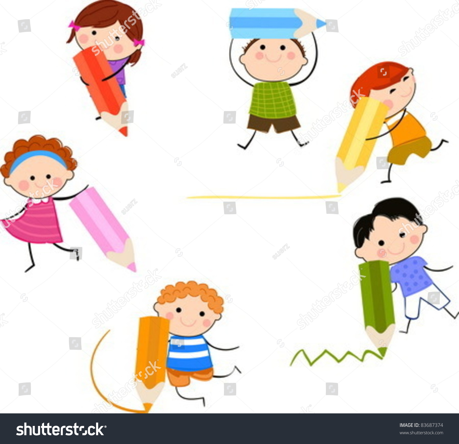 Kids Pencil Stock Vector 83687374 - Shutterstock