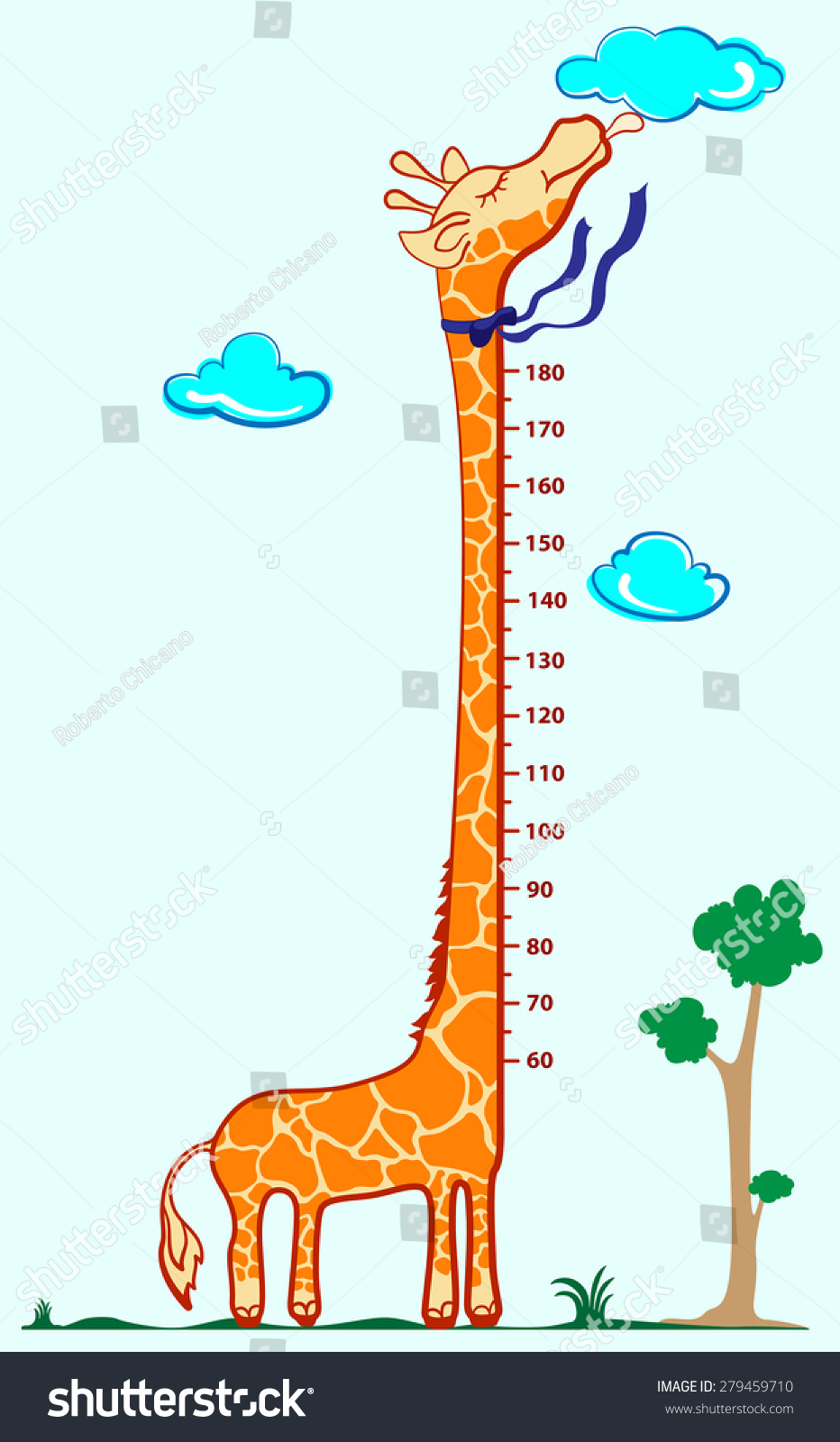 Kids Height Scale Giraffe Vector Illustration Stock Vector (Royalty