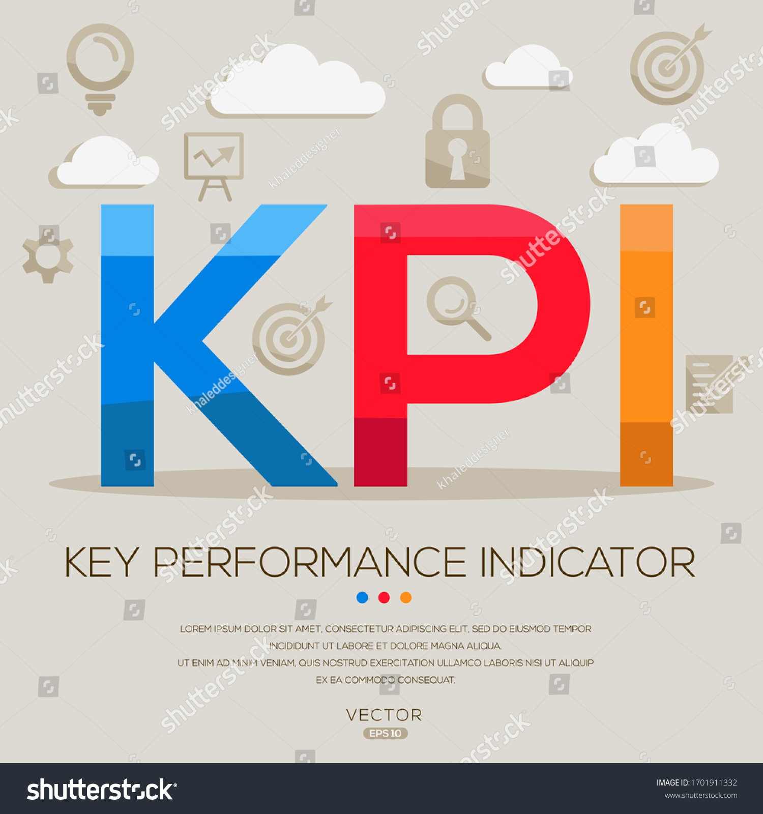 Kpi Mean Key Performance Indicator Letters Stock Vector (Royalty Free ...