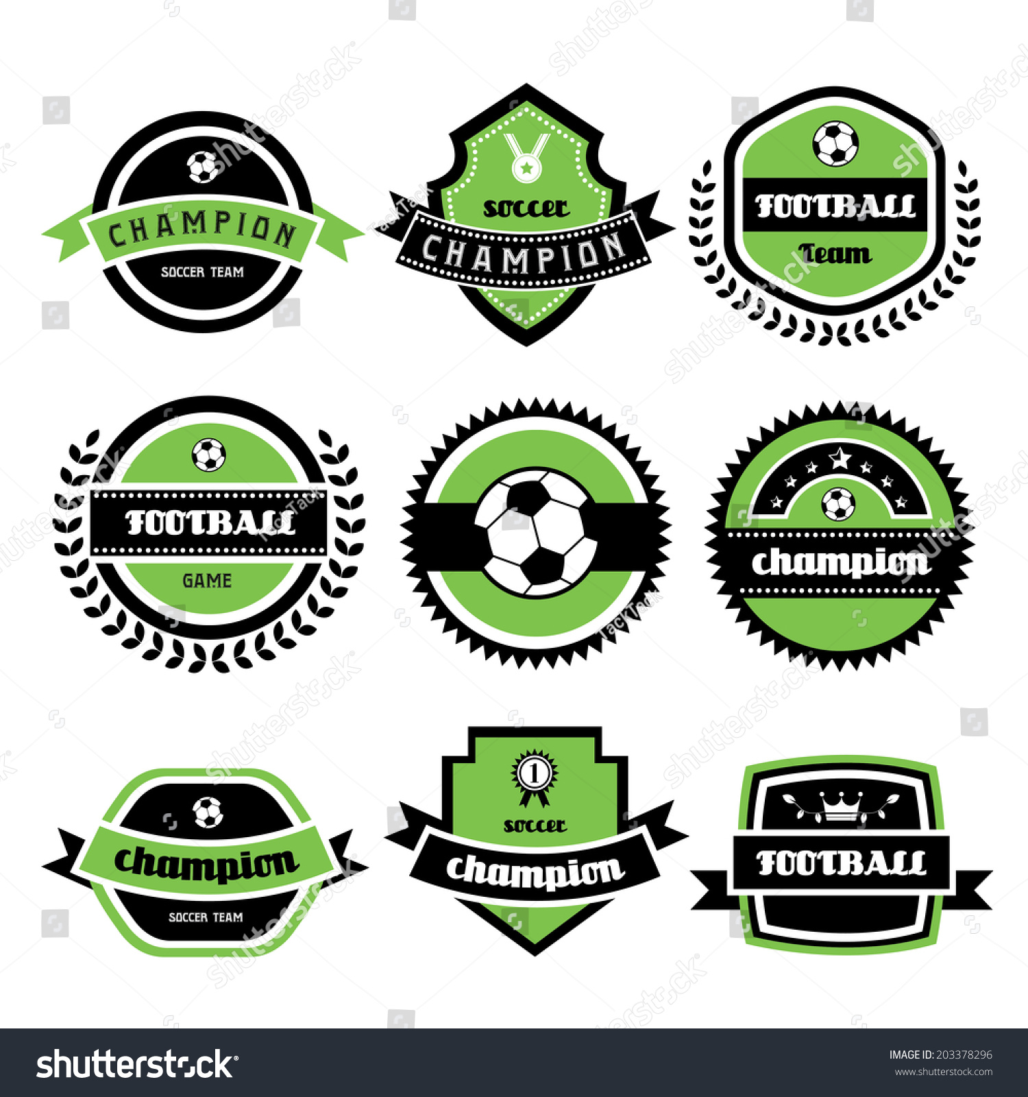 Labels Set Retro Football Champion Stock Vector Royalty Free