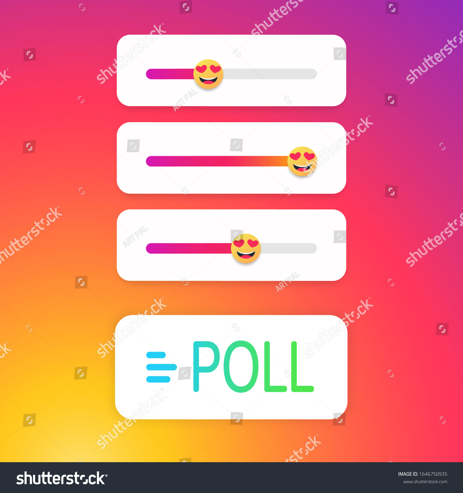SVG of  Layout of a web slider emoji smile and poll sticker. Poll, contest. Templates web icons. Mockup elements stories, app, ui. Social media Instagram concept. Vector illustration. EPS 10 svg
