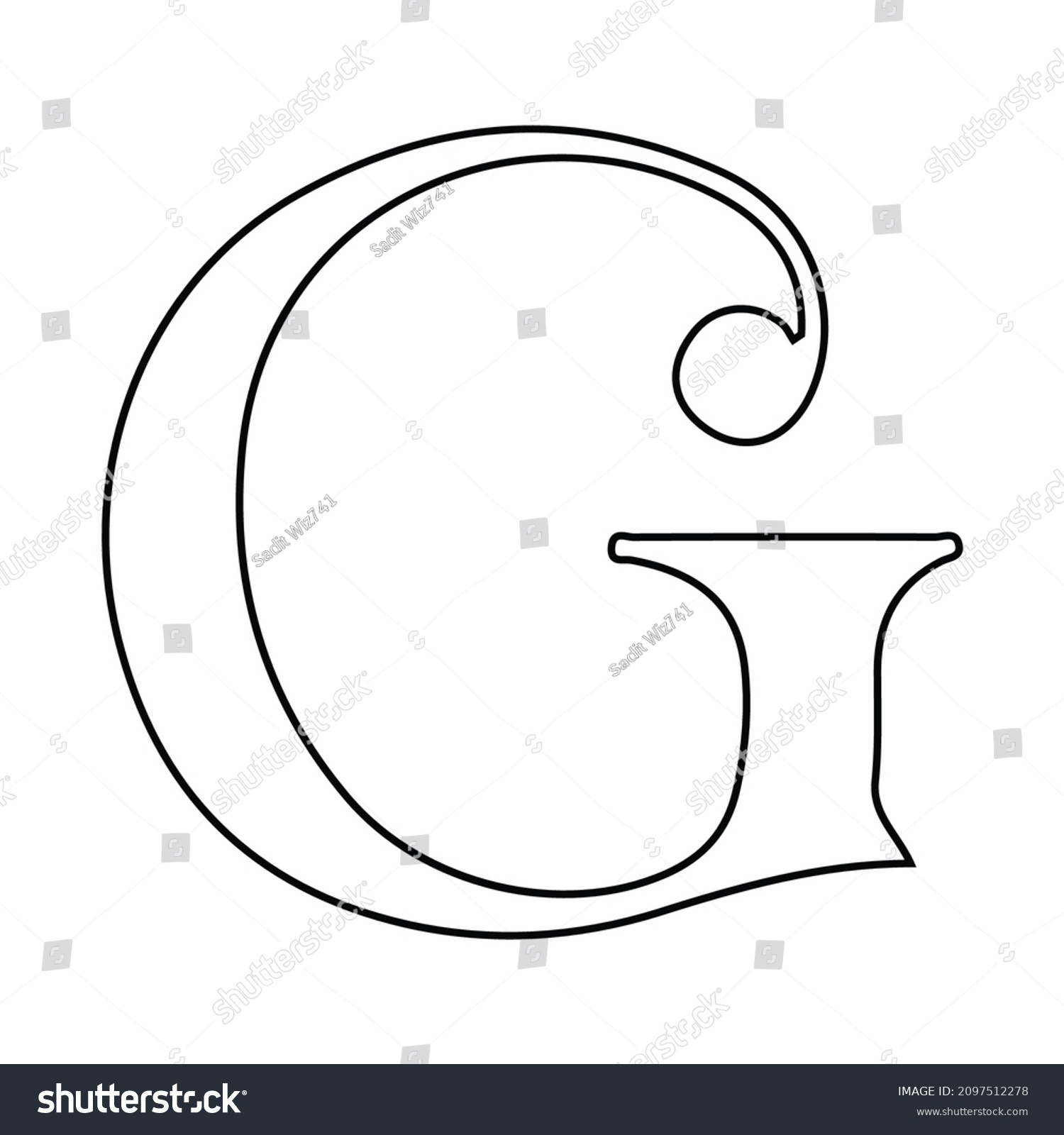 Learning Alphabets Black Thick Outline English Stock Vector (Royalty ...