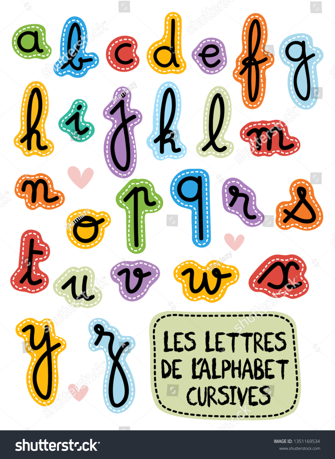 Les Lettres De Lalphabet Cursives French Stock Vector Royalty Free