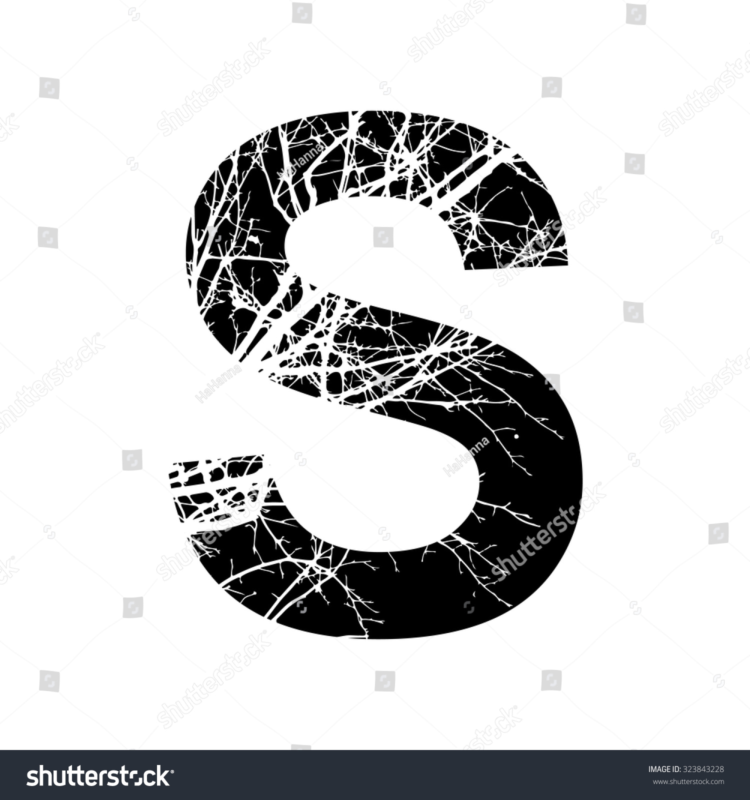 Letter S Double Exposure White Tree Stock Vector Royalty Free