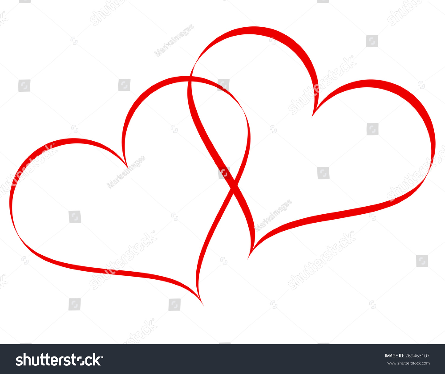 2 Linked Hearts Stock Vector Royalty Free 269463107