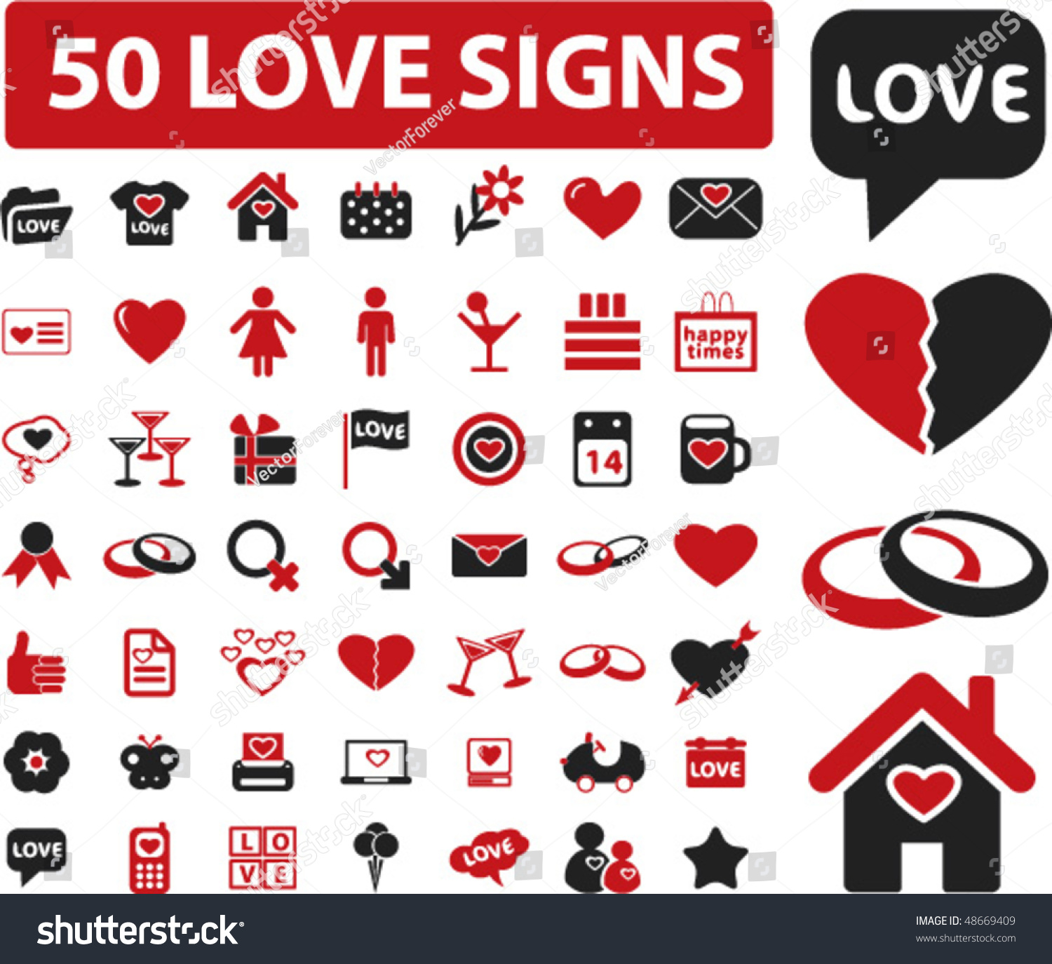 50 Love Signs Vector Stock Vector (Royalty Free) 48669409 | Shutterstock