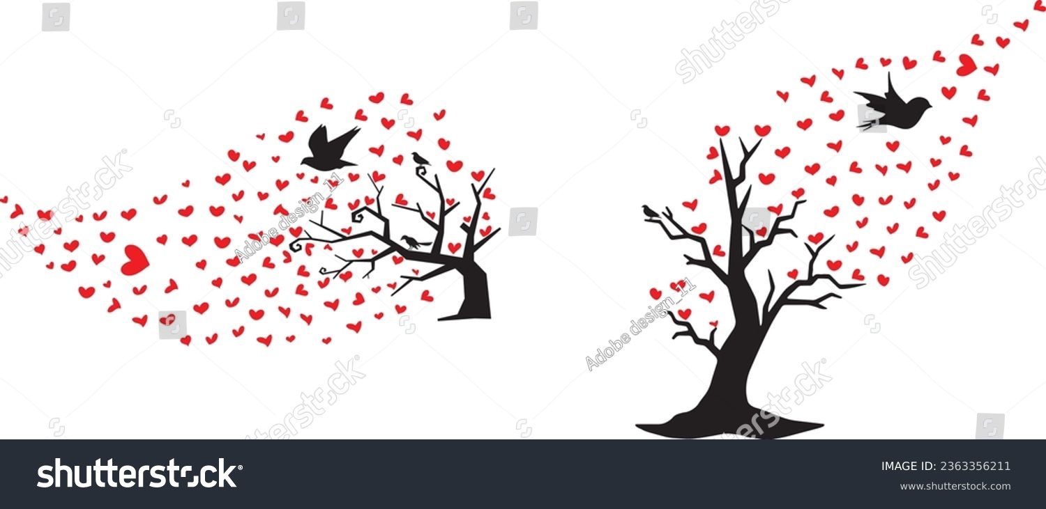 SVG of  Love tree with birds Svg, Heart Tree SVG Cut File svg