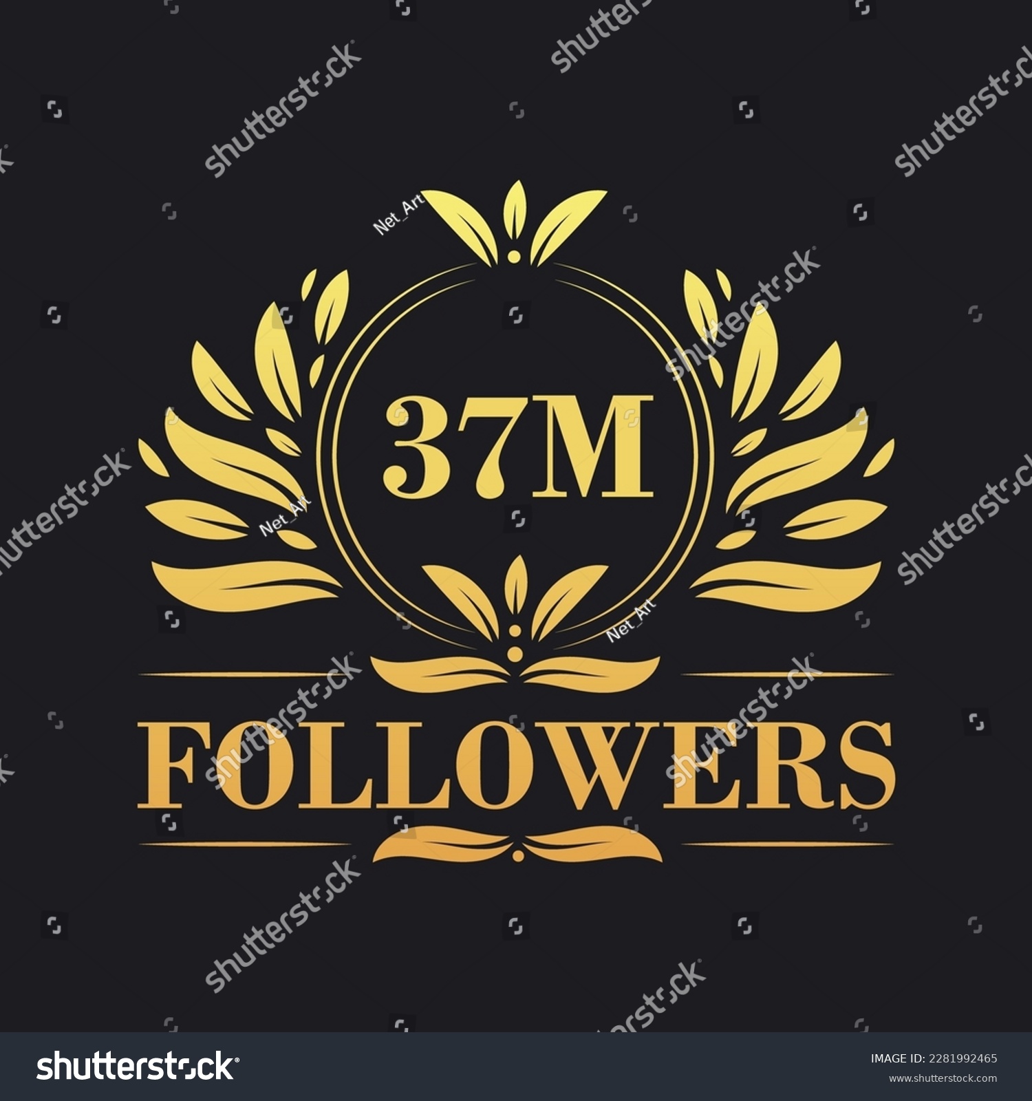 SVG of 37M Followers celebration design. Luxurious 37M Followers logo for social media followers svg