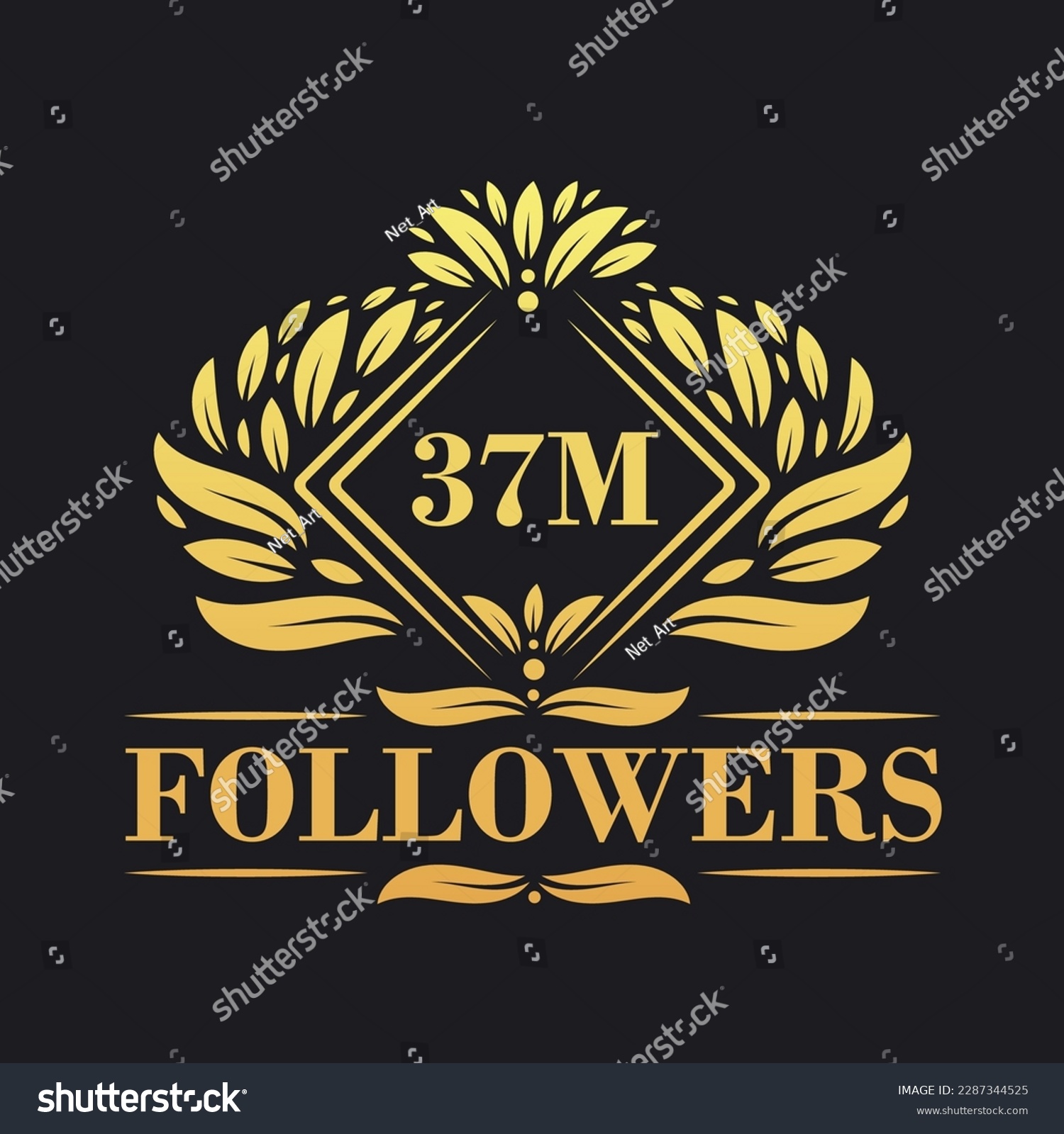 SVG of 37M Followers celebration design. Luxurious 37M Followers logo for social media followers svg