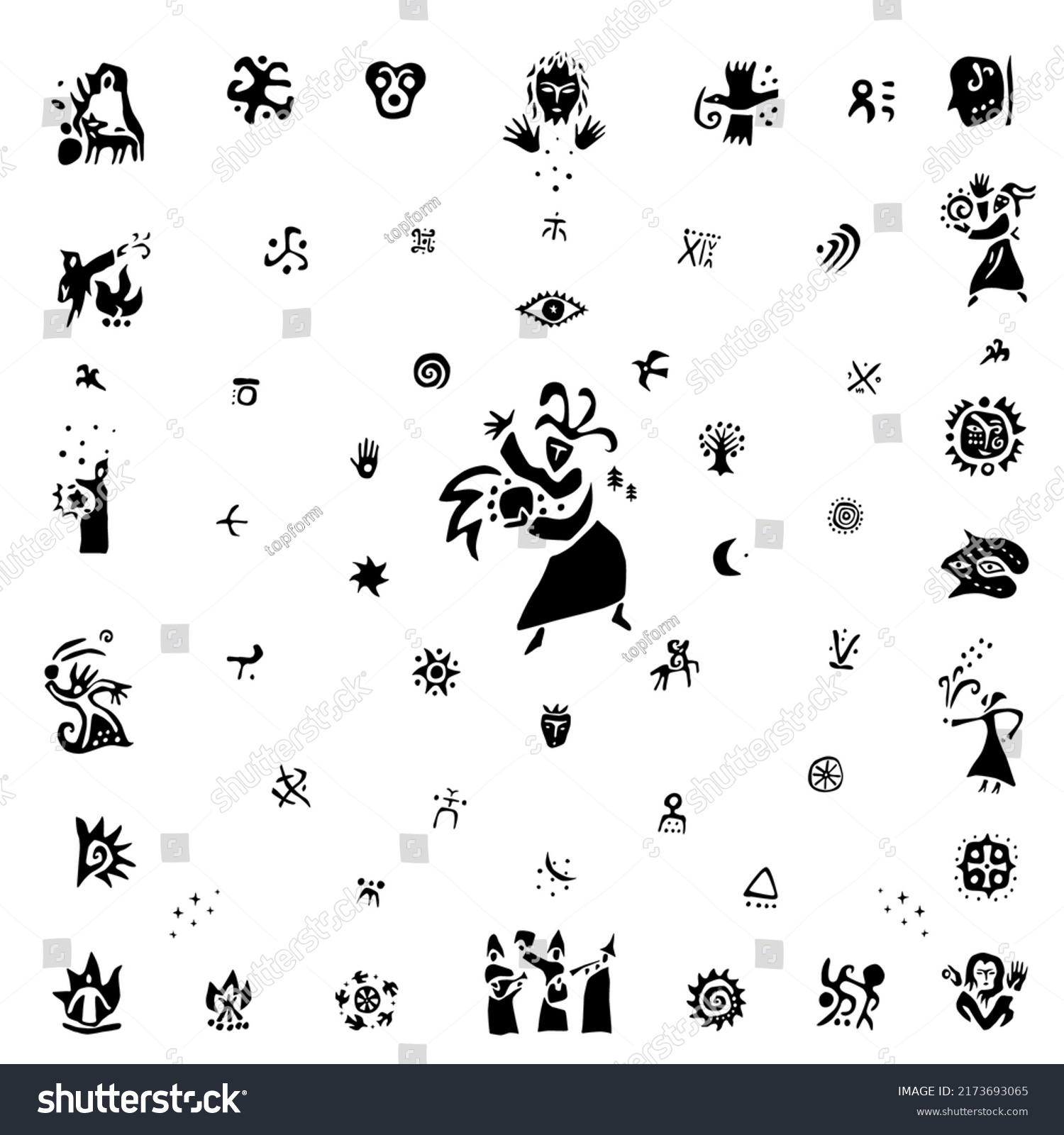 Magic Fairytale Character Shaman Sign Symbols Stock Vector (Royalty ...