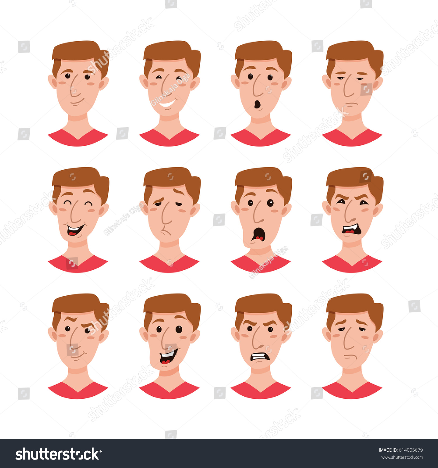 Male Emoji Cartoon Characters Collection Flat Stock Vector (Royalty ...