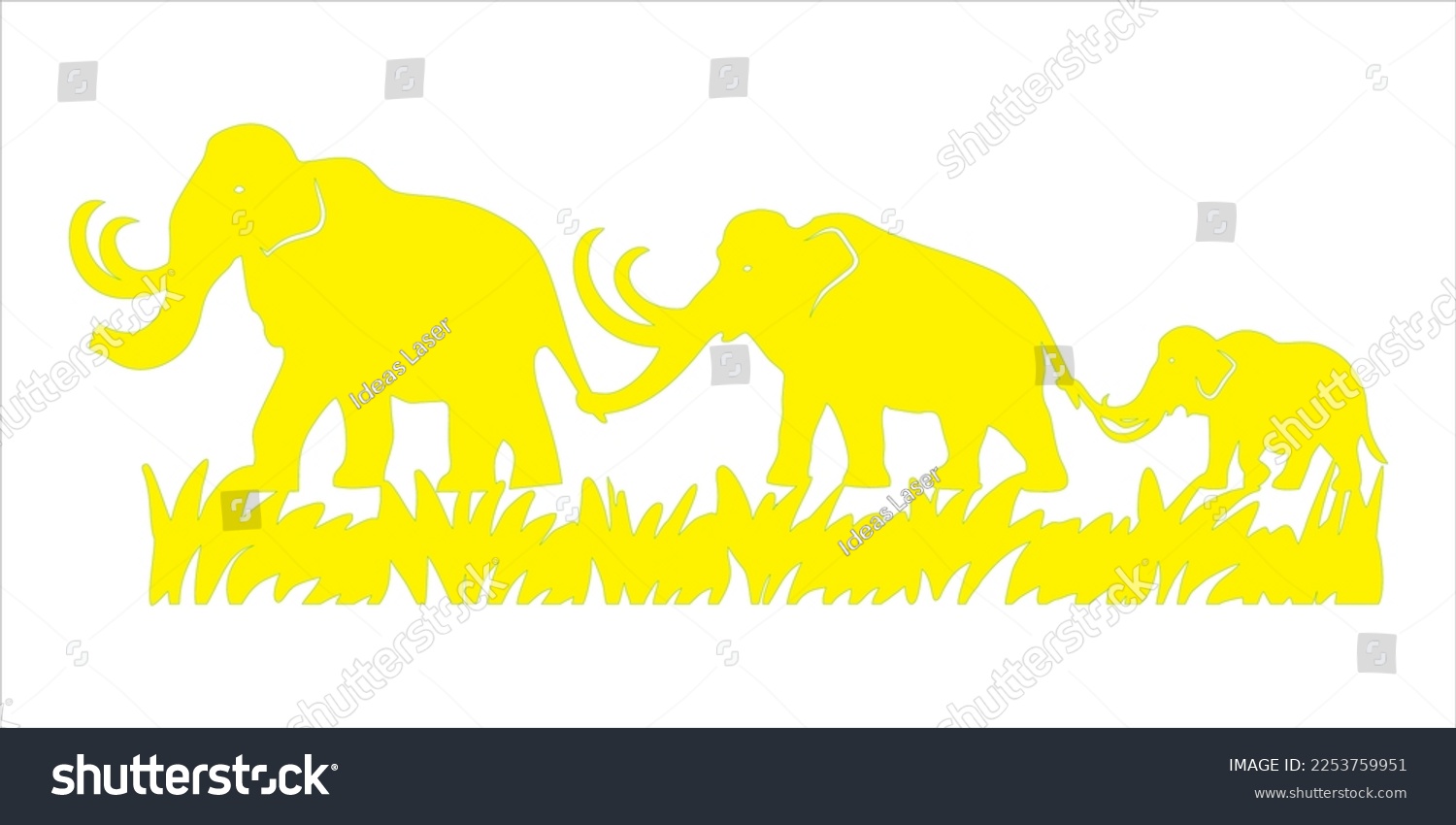 SVG of 3 Mammoth for laser and cnc cutting svg