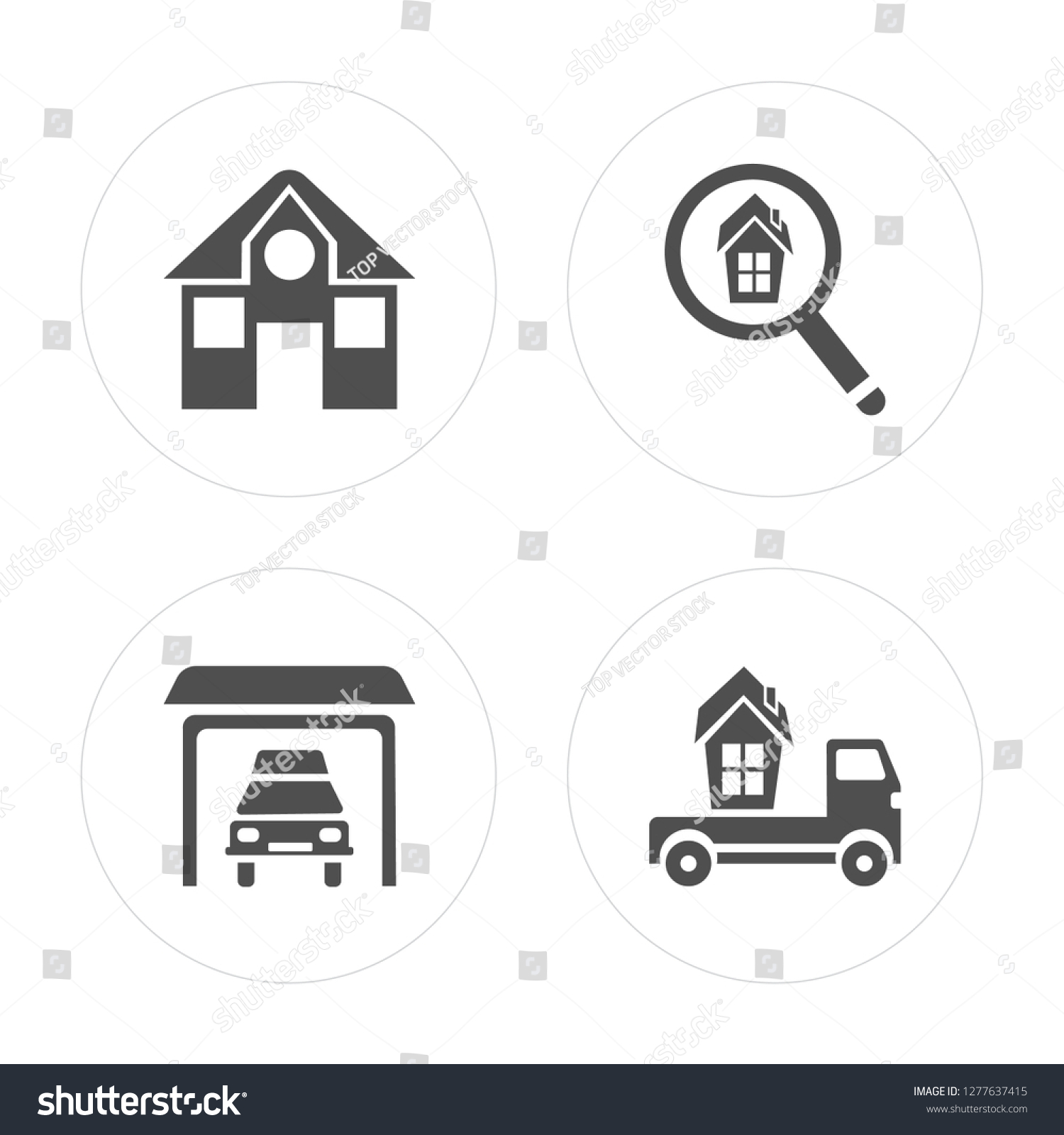 4 Mansion Garage Search Moving Truck Stock Vector Royalty Free