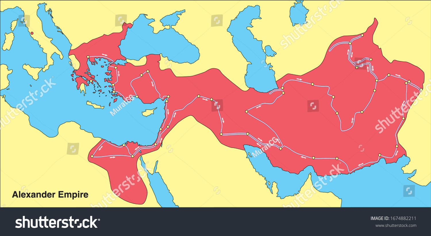 Map Empire Alexander Great Stock Vector (Royalty Free) 1674882211