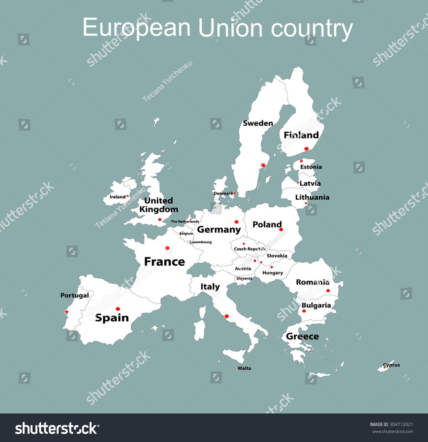 Map European Union All Names Members Stock Vector Royalty Free 304712021