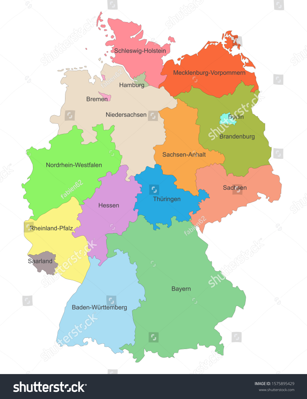 SVG of 
Map of Germany with representation of different states federated svg