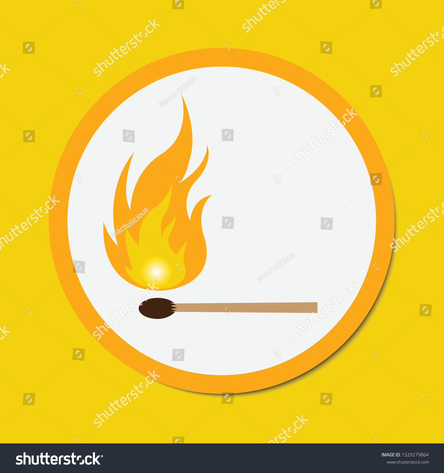 Matchstick Fire Flame Vector Illustration เวกเตอร์สต็อก (ปลอดค่า