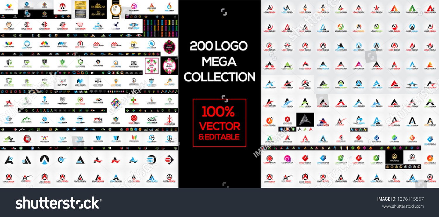 200 Mega Logo Collection Set Stock Vector Royalty Free 1276115557