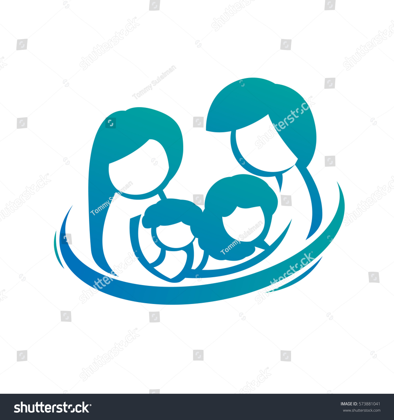 4 Member Family Icon Blue Stock Vector 573881041 - Shutterstock