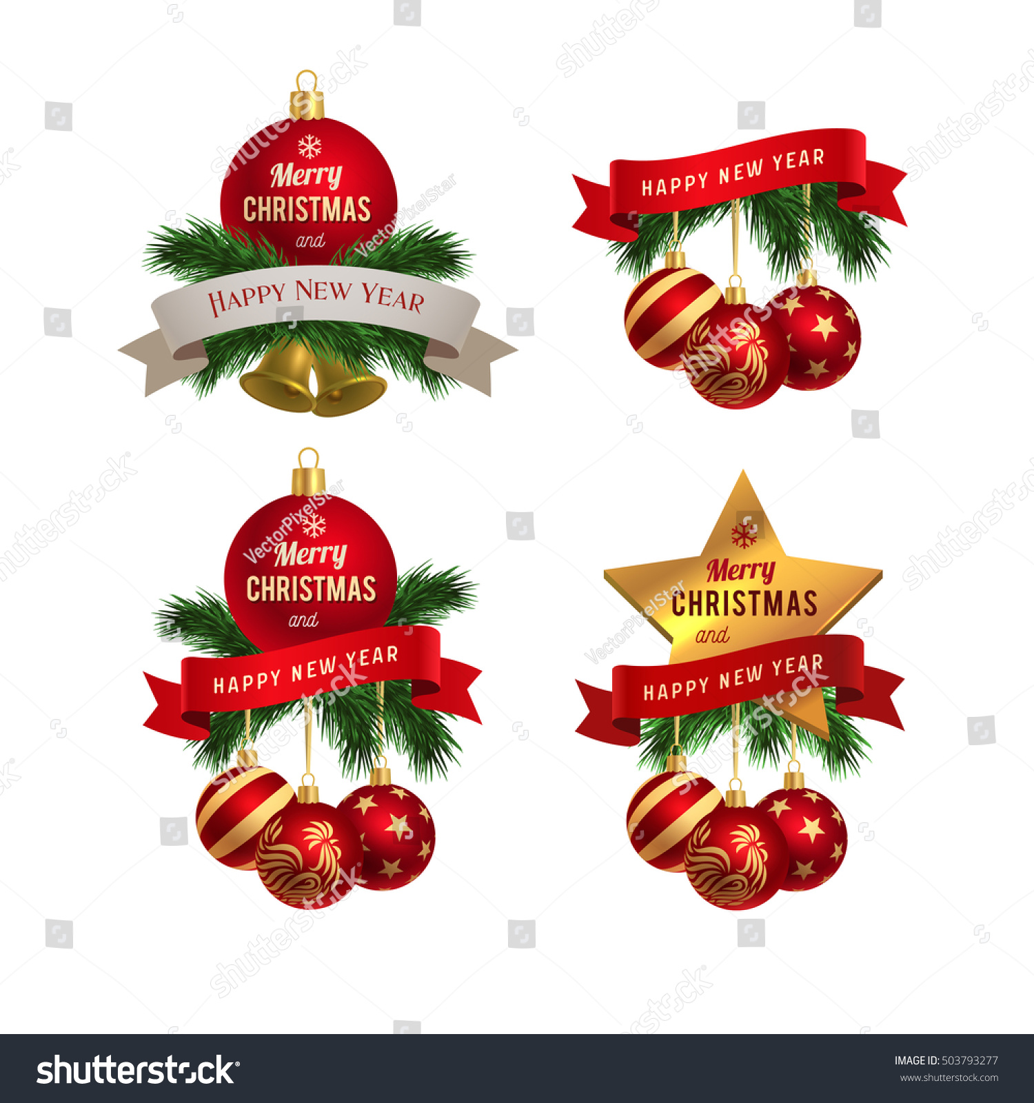 Merry Christmas Happy New Year 2017 Stock Vector 503793277 - Shutterstock