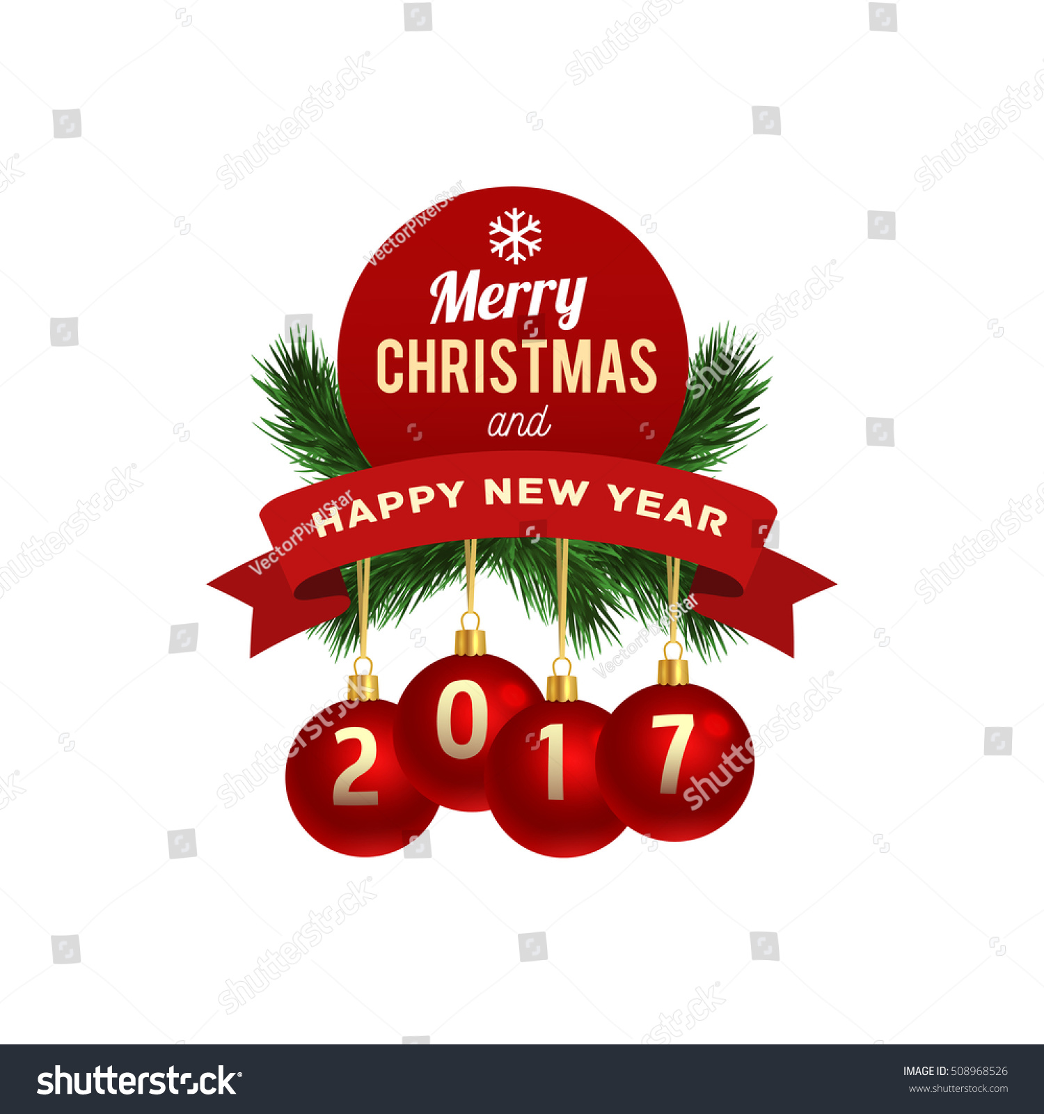 Merry Christmas Happy New Year Logo Stock Vector 508968526 - Shutterstock