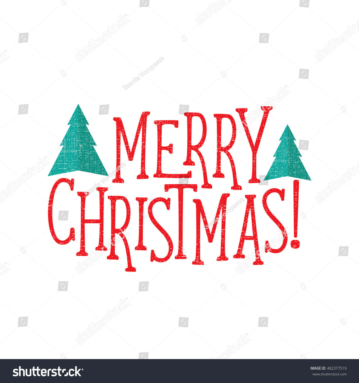 &quot;Merry Christmas&quot; Greeting Card With An Inscription. The Red Letters And A Christmas Tree. Stock