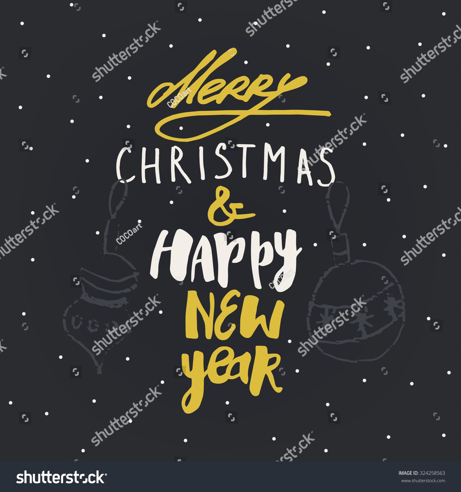 &quot;Merry Christmas &amp; Happy New Year&quot; Card Stock Vector Illustration 324258563 : Shutterstock