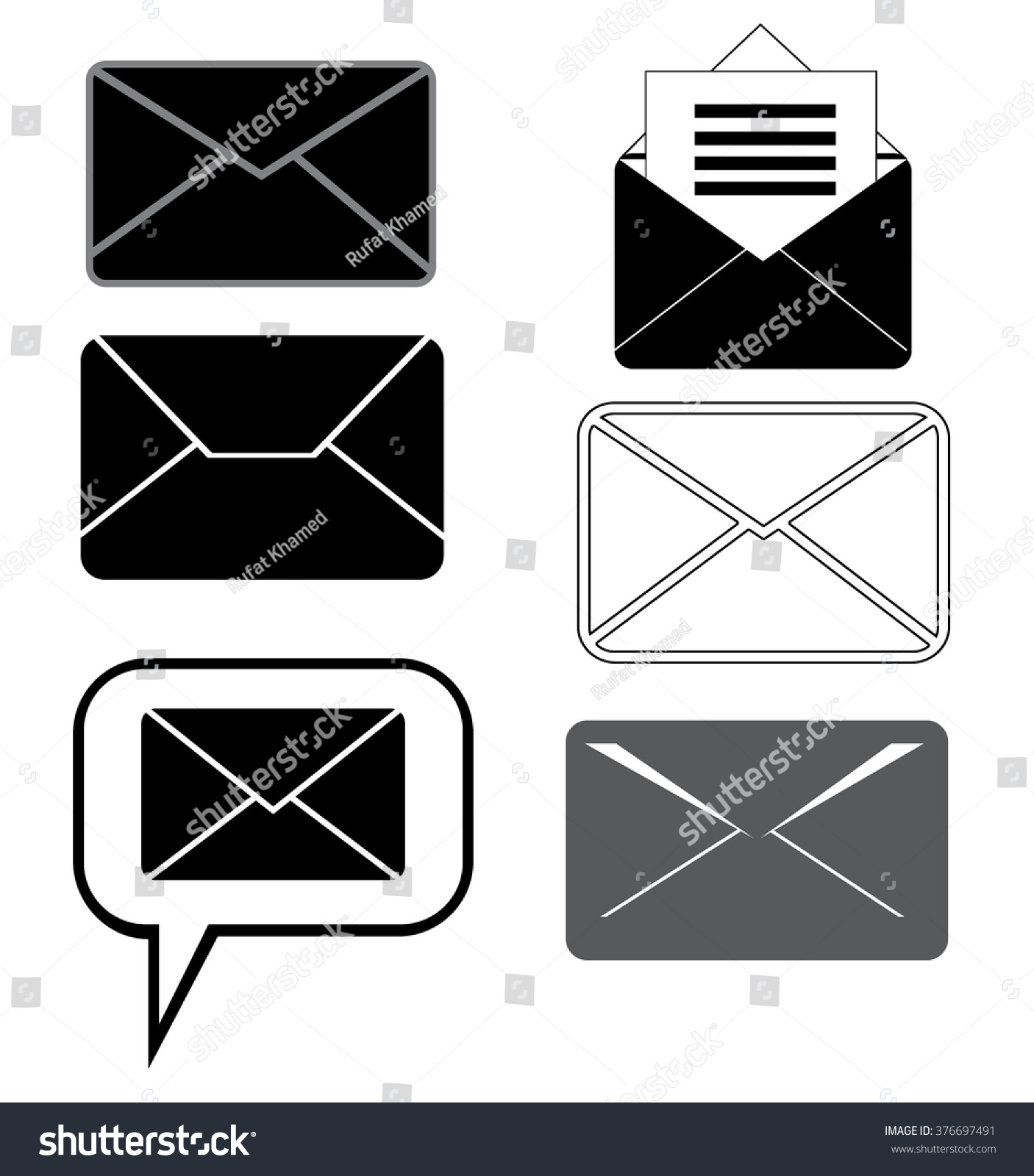 Message Icons Setletter Icon On White Stock Vector Royalty Free