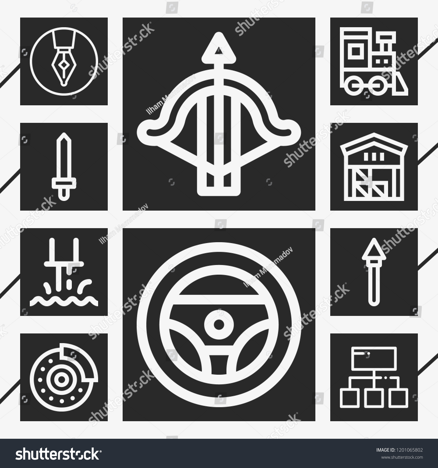 10 Metal Outline Style Icons About Stock Vector (Royalty Free) 1201065802