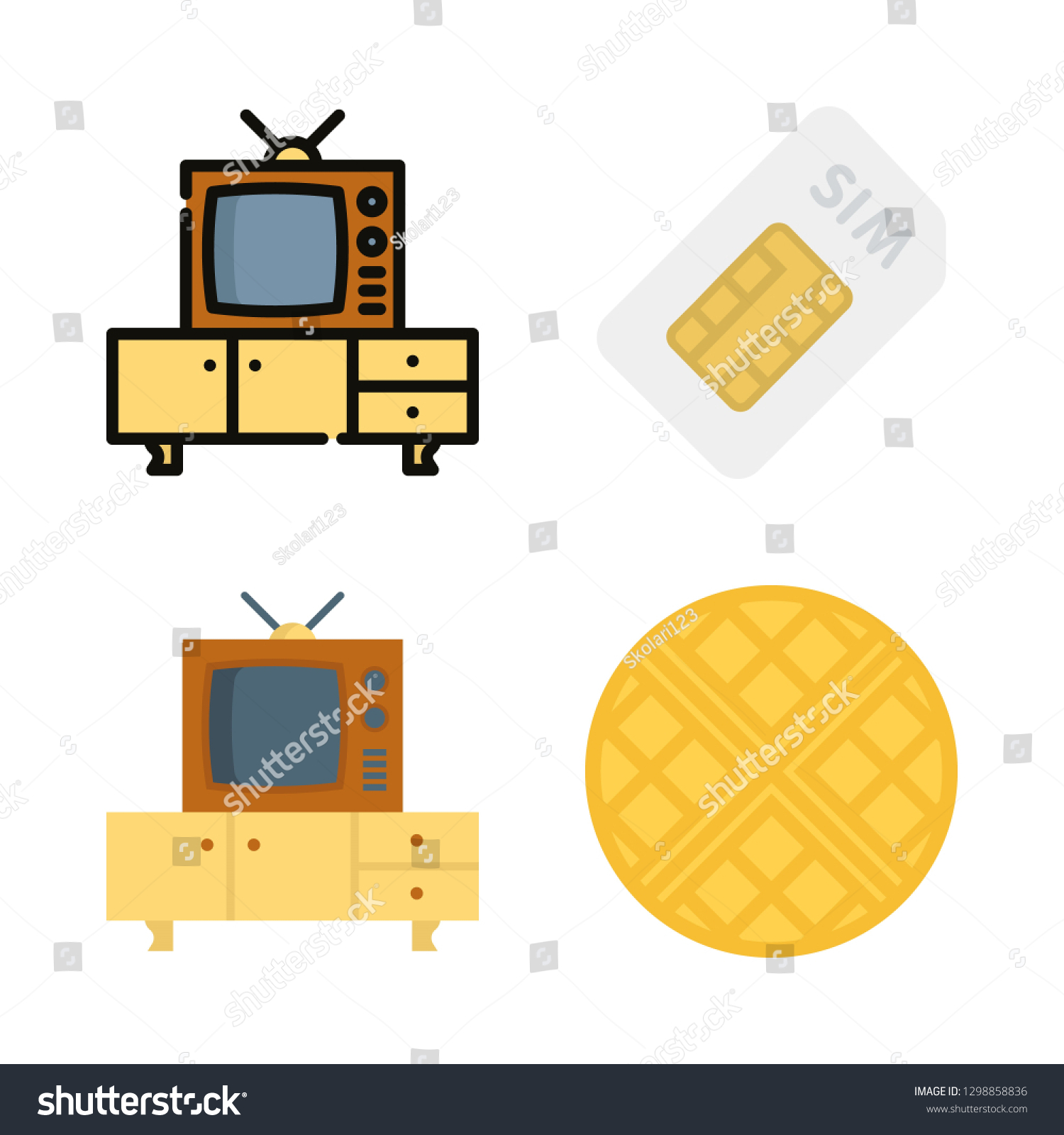 SVG of 4 microchip icons with sim card and wafer in this set svg