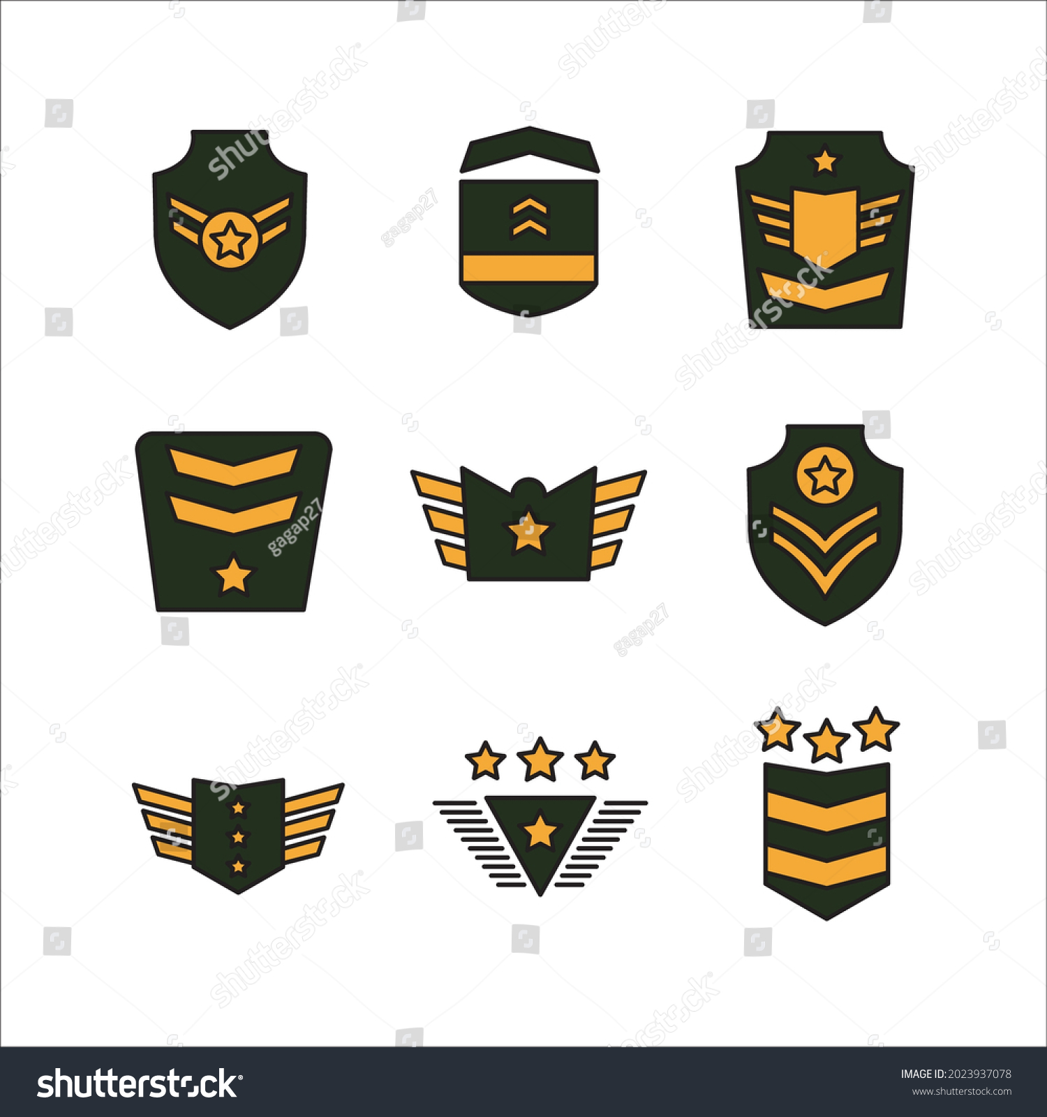 Military Rank Badge Emblem Icon Set Stock Vector (Royalty Free ...