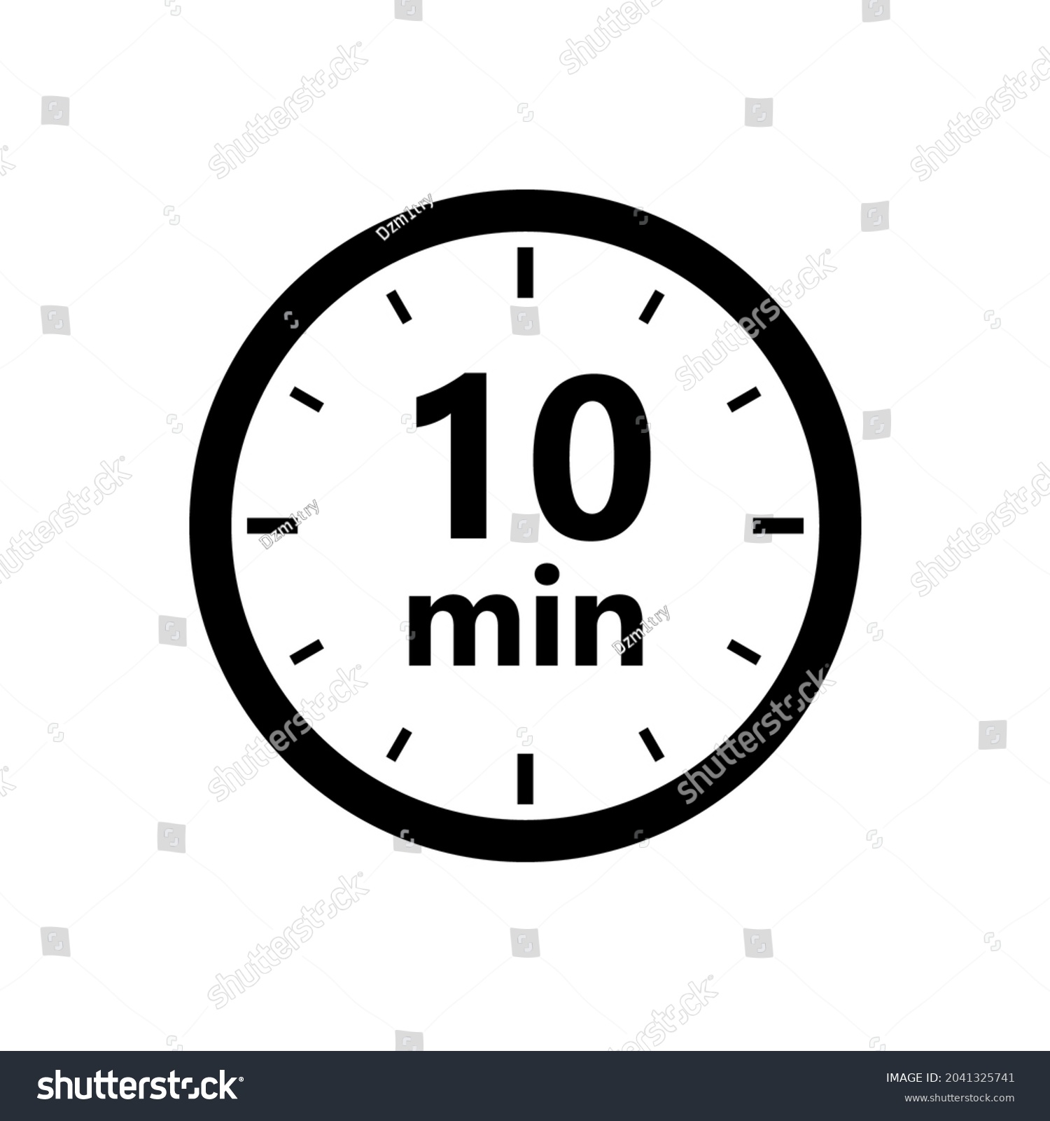 10 Minuten Timer Icon Clip Art Bild Einzeln Stock Vektorgrafik