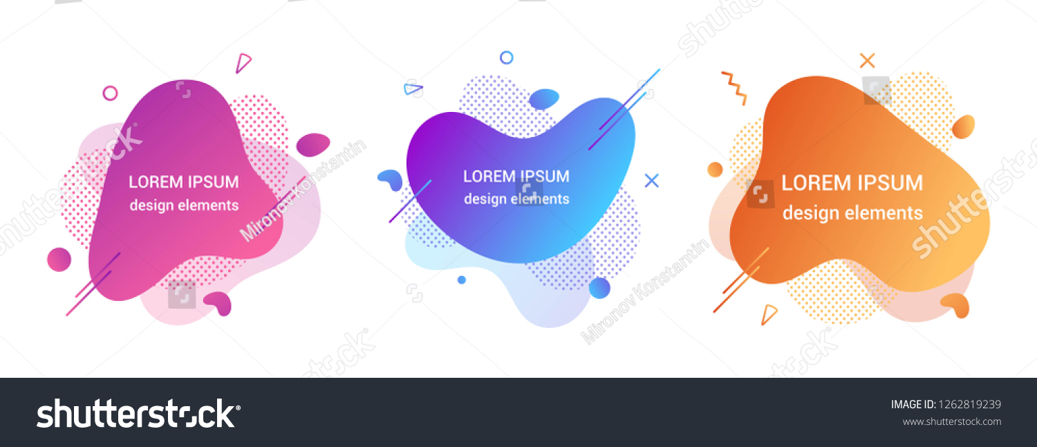 SVG of 3 Modern liquid abstract element graphic gradient flat style design fluid vector colorful illustration set banner simple shape template for logo, presentation, flyer, isolated on white background. svg