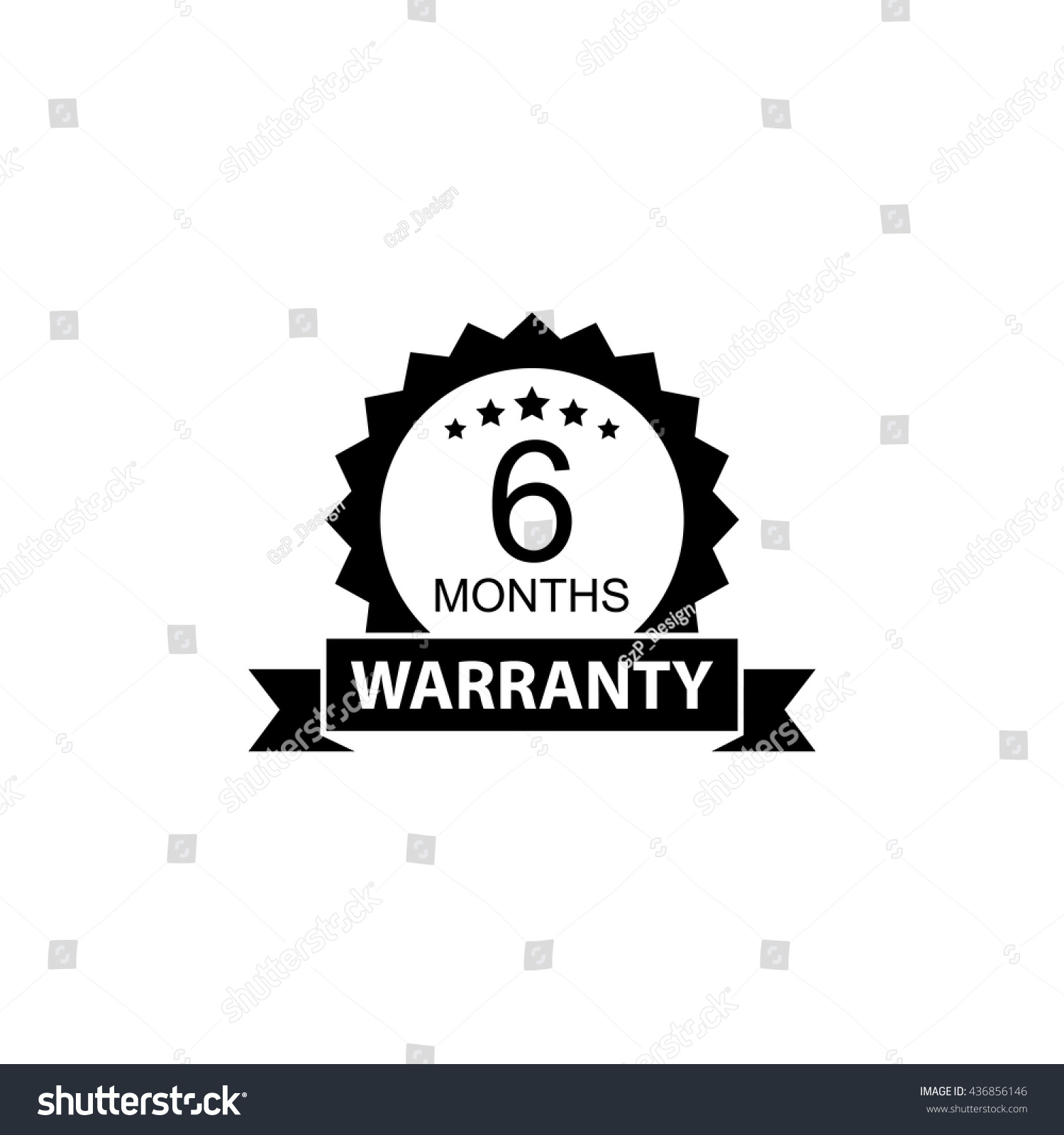 6 Months Warranty Label Icon Isolated Stock Vector Royalty Free 436856146