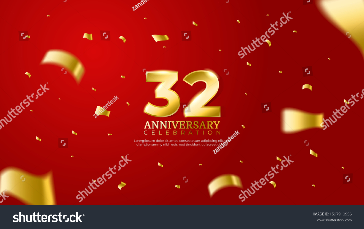 32nd Anniversary Celebration Vector Red Background Stock Vector ...