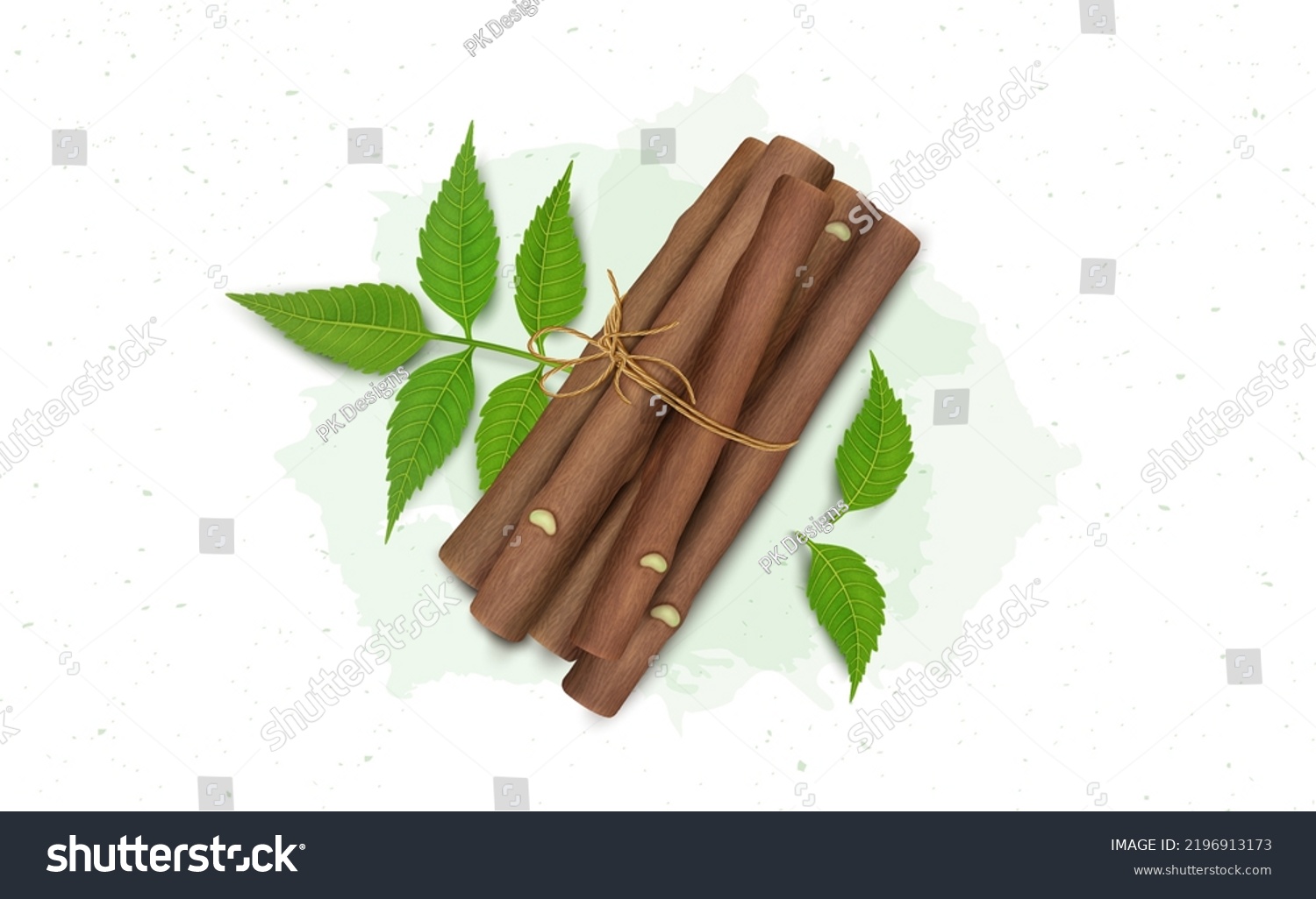SVG of  Neem Chew Sticks with neem leaves vector  svg
