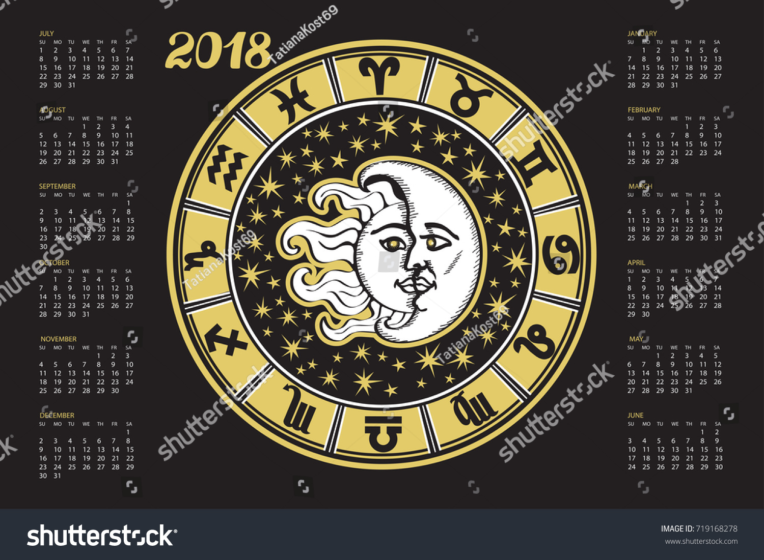 vector circle zodiac free Vector Zodiac Year New 2018 Stock Calendarhoroscope Circle