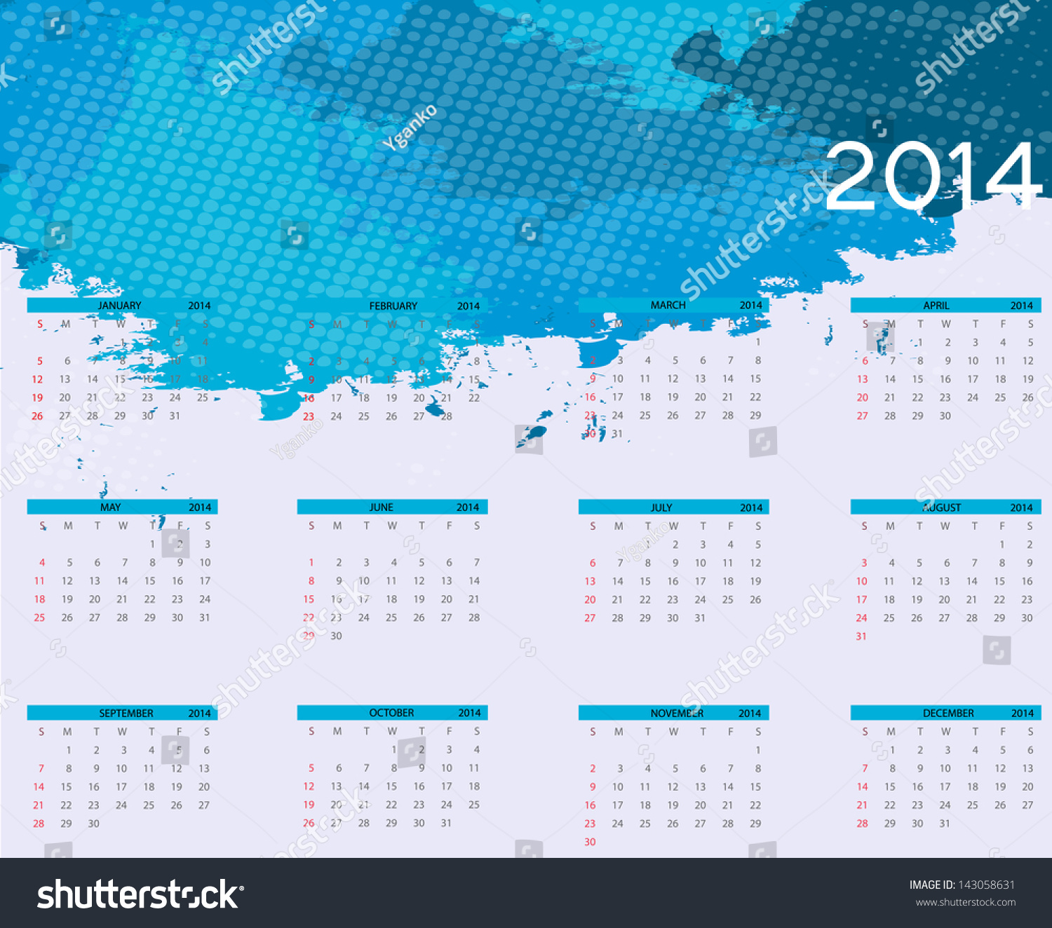 2014 New Year Calendar Vector Illustration Stock Vector (Royalty Free ...