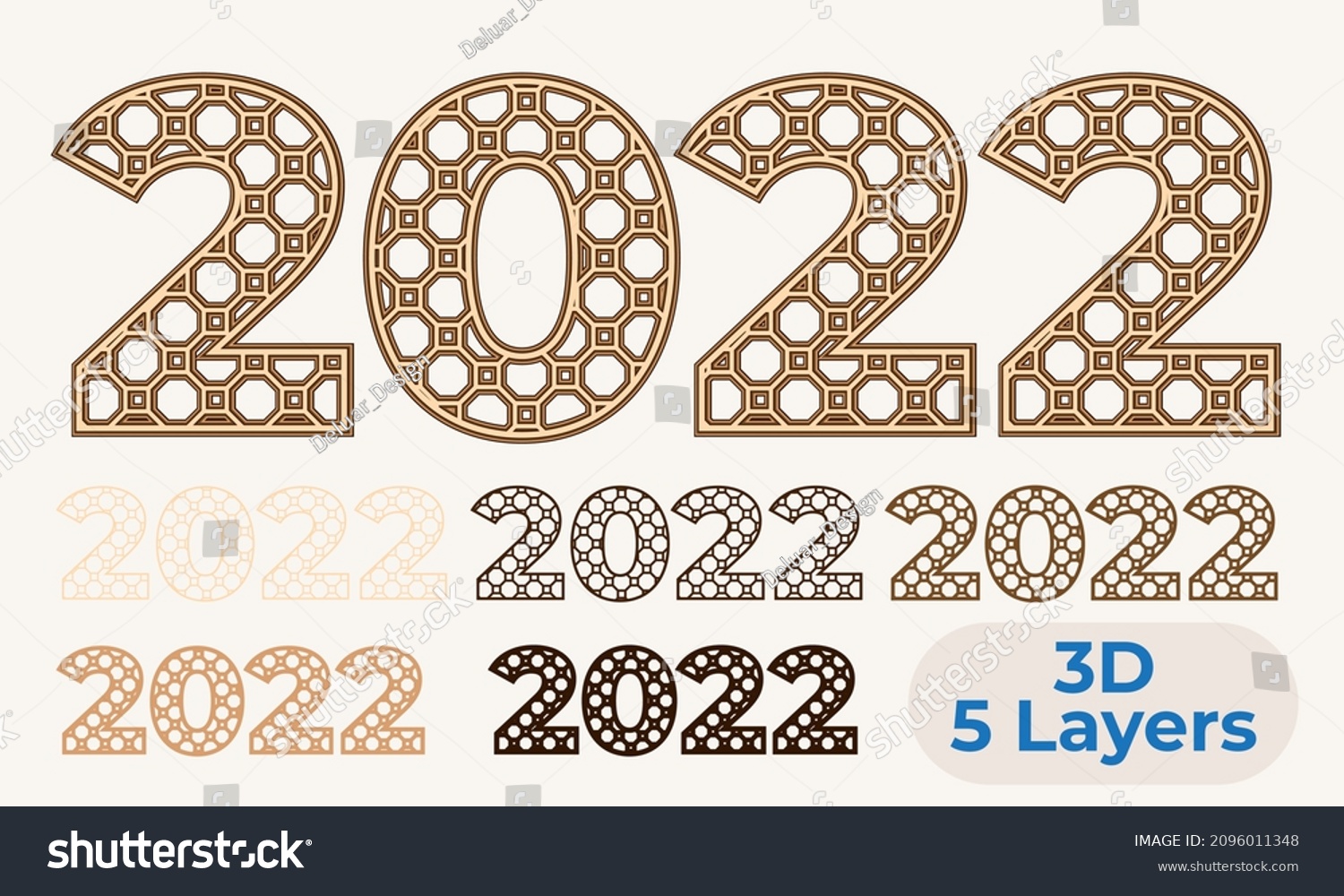 SVG of 2022 New Year Layered 3D SVG Cut File  svg