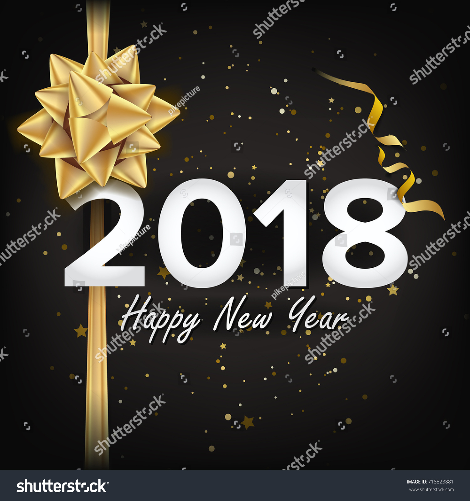 2018 new year poster vector realistic stock vector 718823881