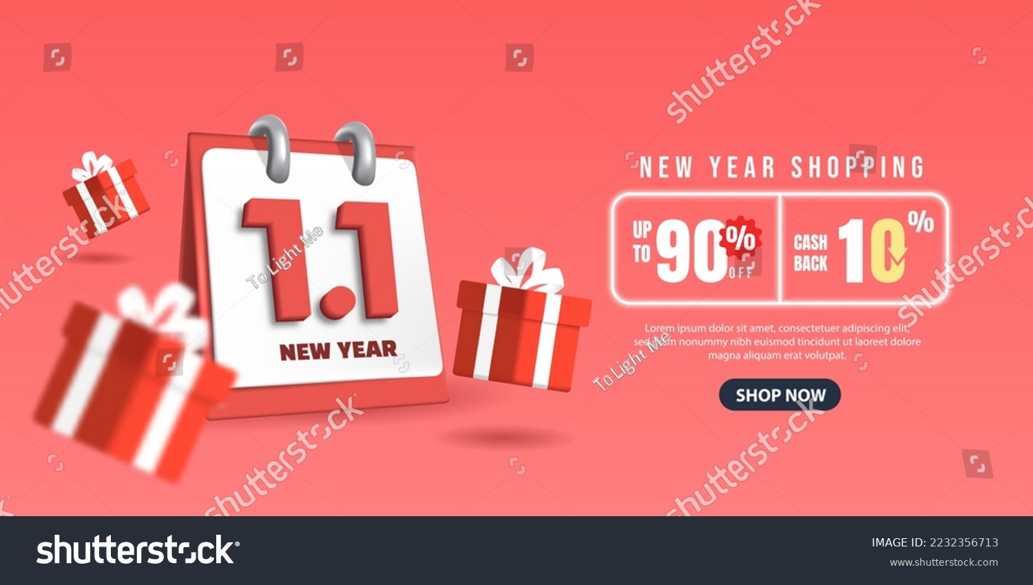 SVG of 1.1 New Year Sale with 3D Calendar. January sales banner template design for social media and website. svg