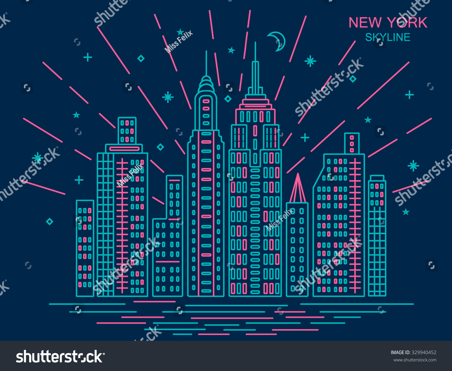 SVG of  New york skyline, outline style, vector svg