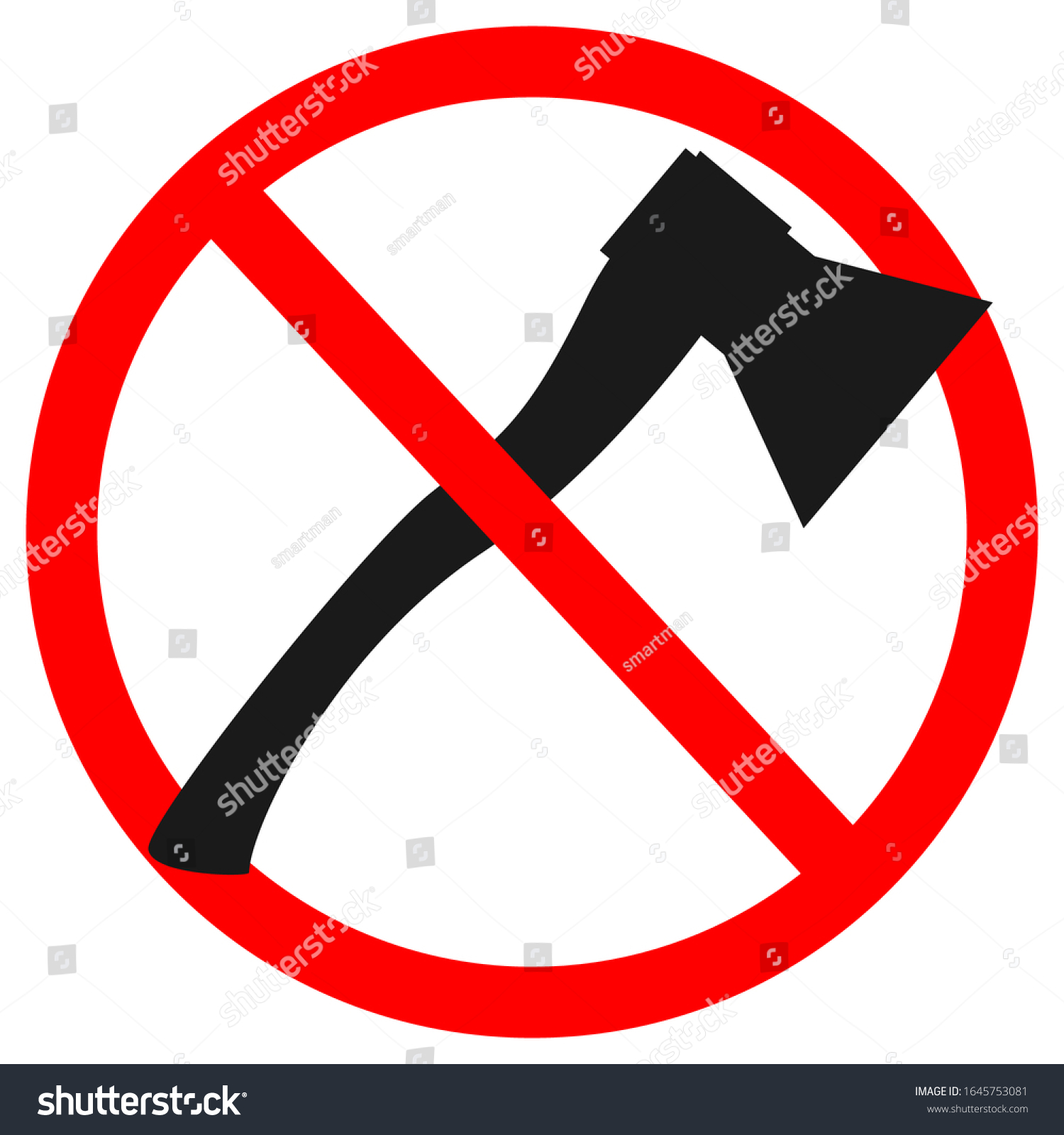 No Axe Forbidden Sign Vector Icon Stock Vector (Royalty Free) 1645753081