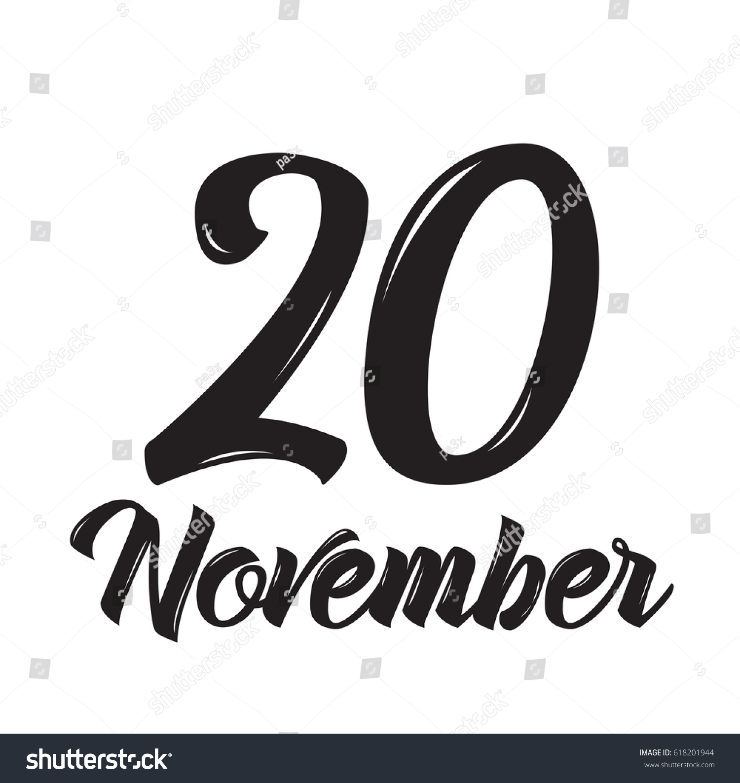 20 November Text Design Vector Calligraphy Stock Vector (Royalty Free