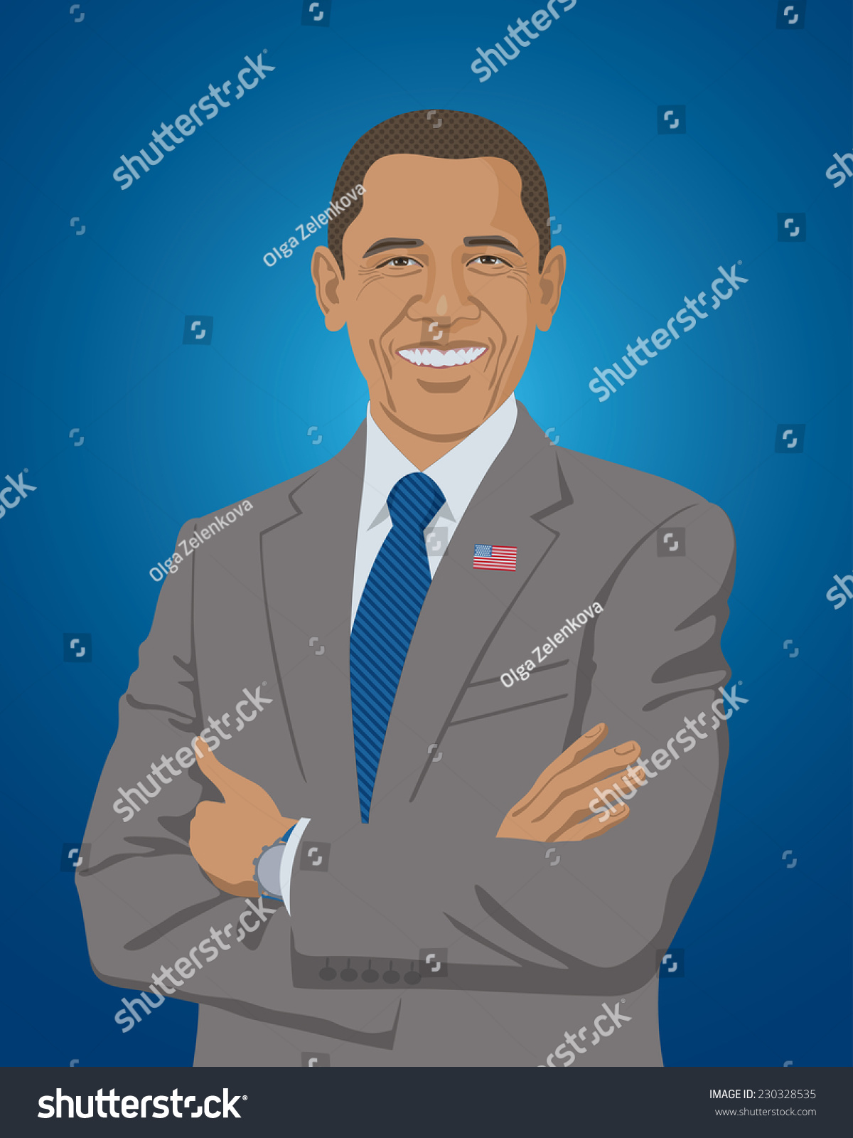 10 November 2014: Vector Illustration, Portrait Of Smiling Barack Obama ...